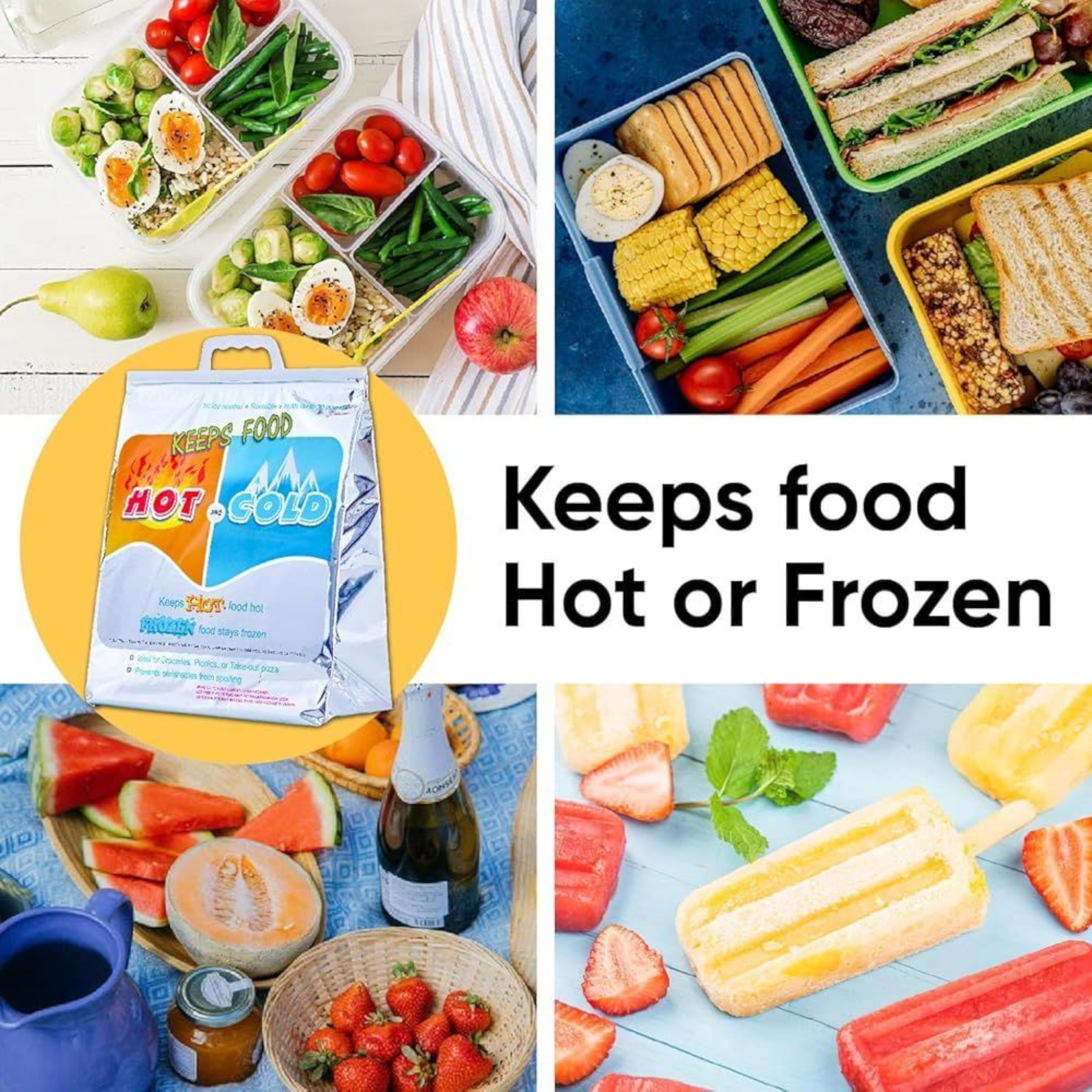 Thermal Food Insulation Carry Bag Hot & Cold Aluminium Foil 47x47+6cm