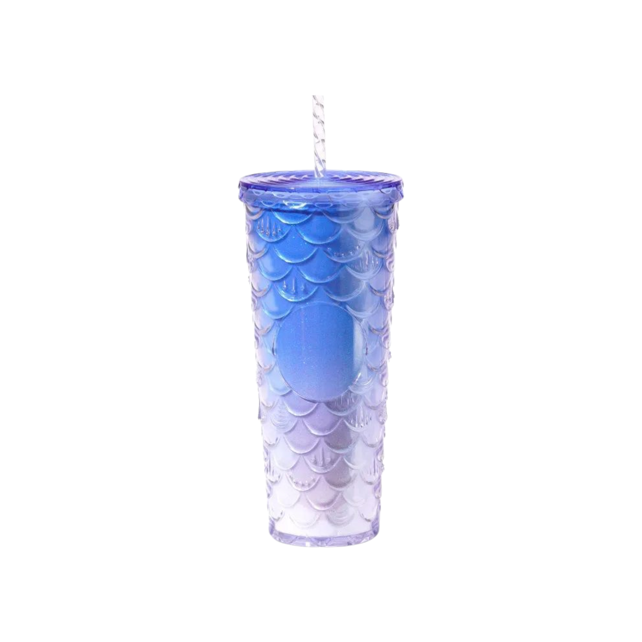 710ml Acrylic Drinking Tumbler Gradient-Coloured Fish Scale Patterned Sippy Cup 23x10.5cm