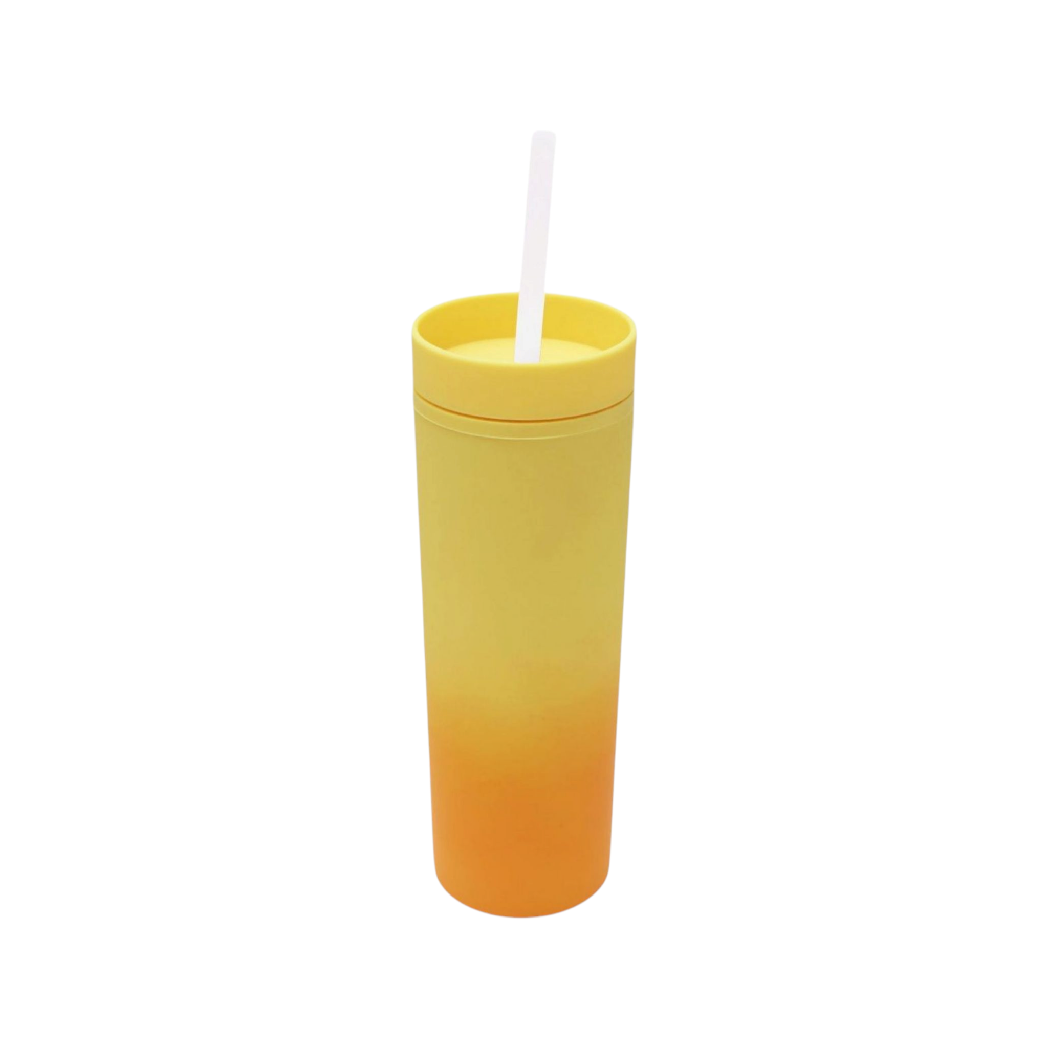 473ml Skinny Drinking Tumbler Pastel 2-Tone Acrylic Bottle Reusable with Lid & Straw 21x7cm
