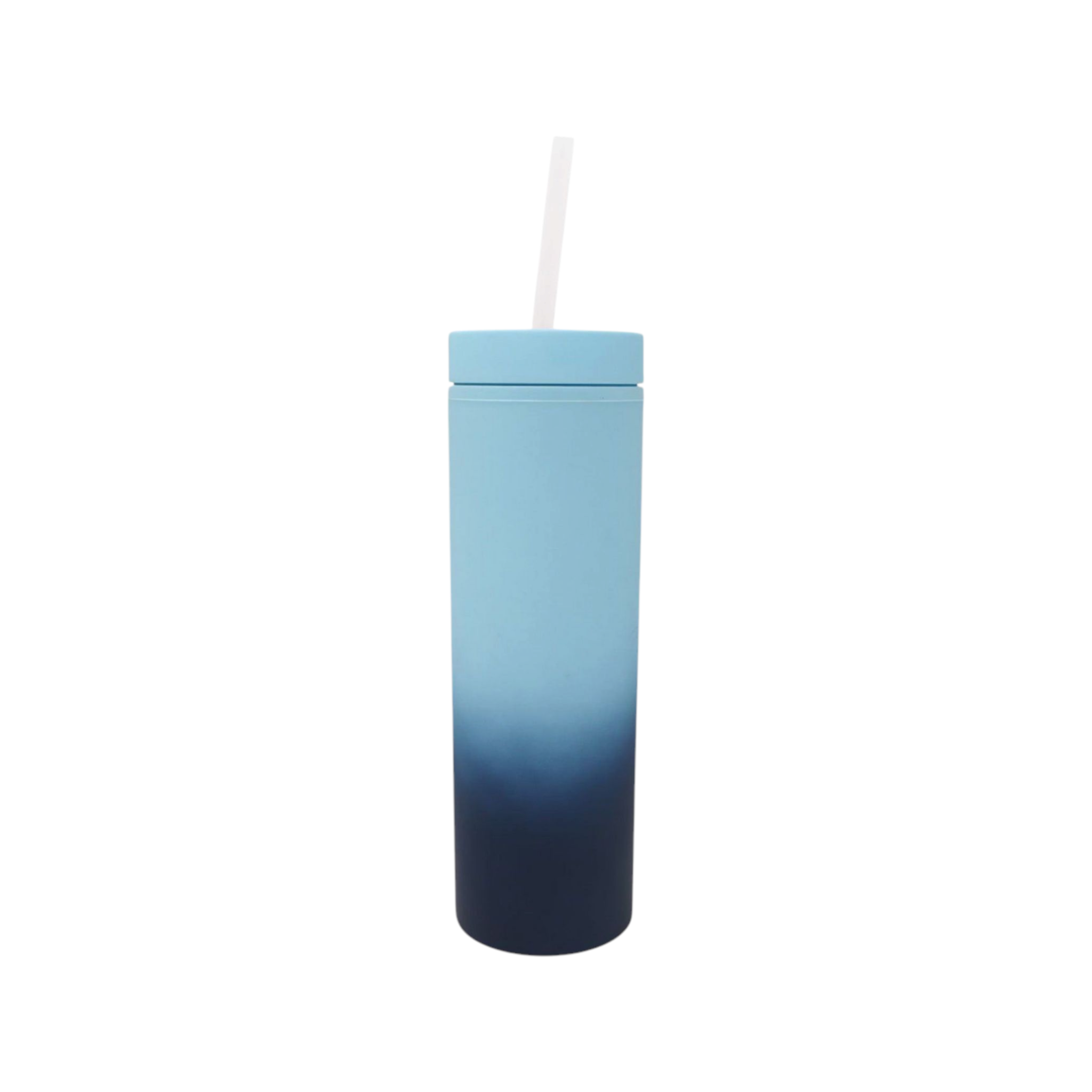 473ml Skinny Drinking Tumbler Pastel 2-Tone Acrylic Bottle Reusable with Lid & Straw 21x7cm