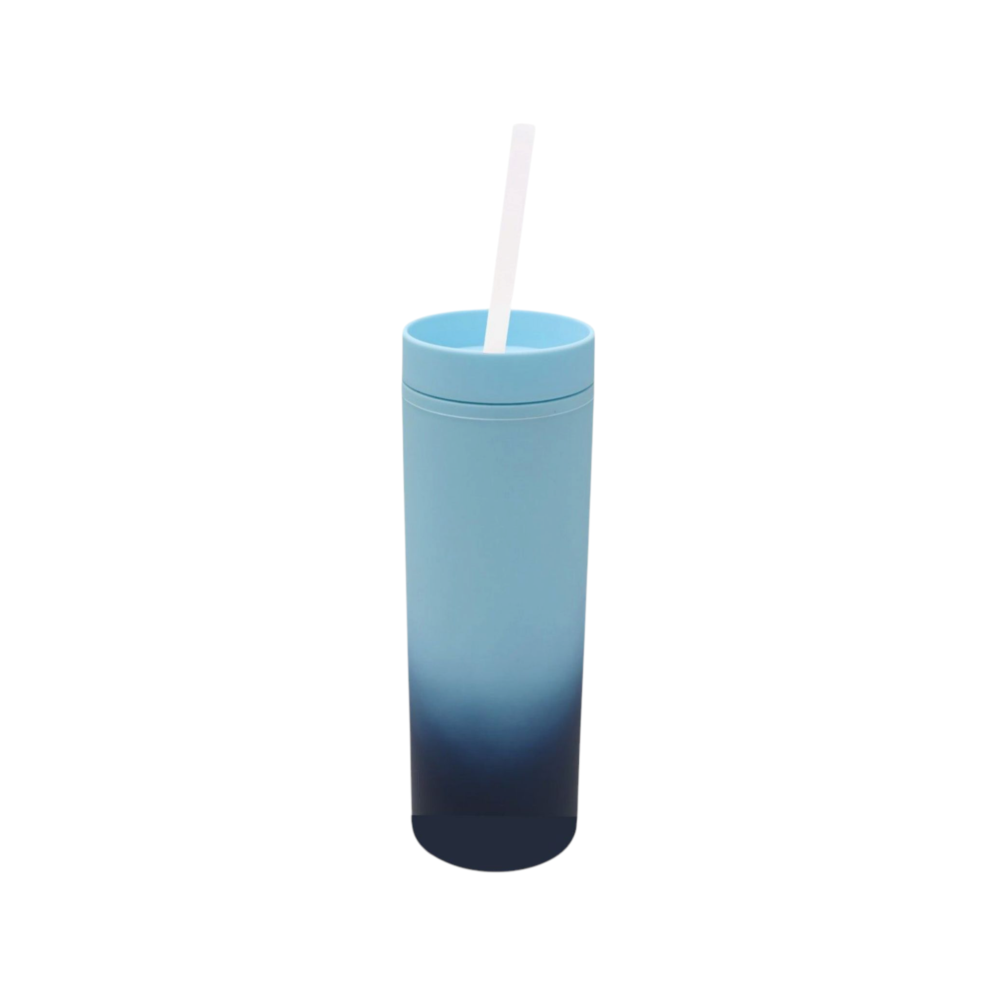 473ml Skinny Drinking Tumbler Pastel 2-Tone Acrylic Bottle Reusable with Lid & Straw 21x7cm