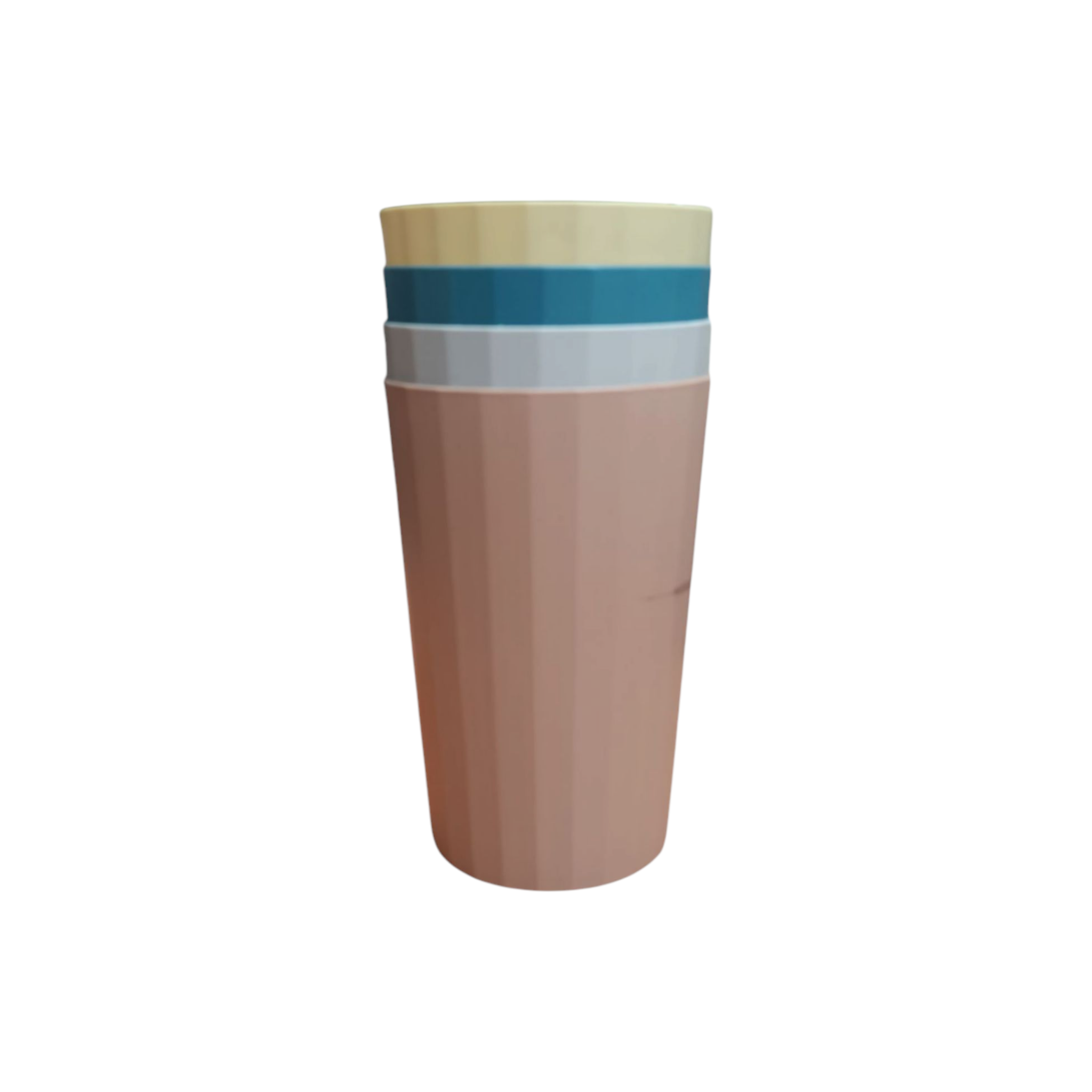 Pastel Picnic Ribbed Plastic Tumbler Cups 8x12.5cm 4pc Set 290ml