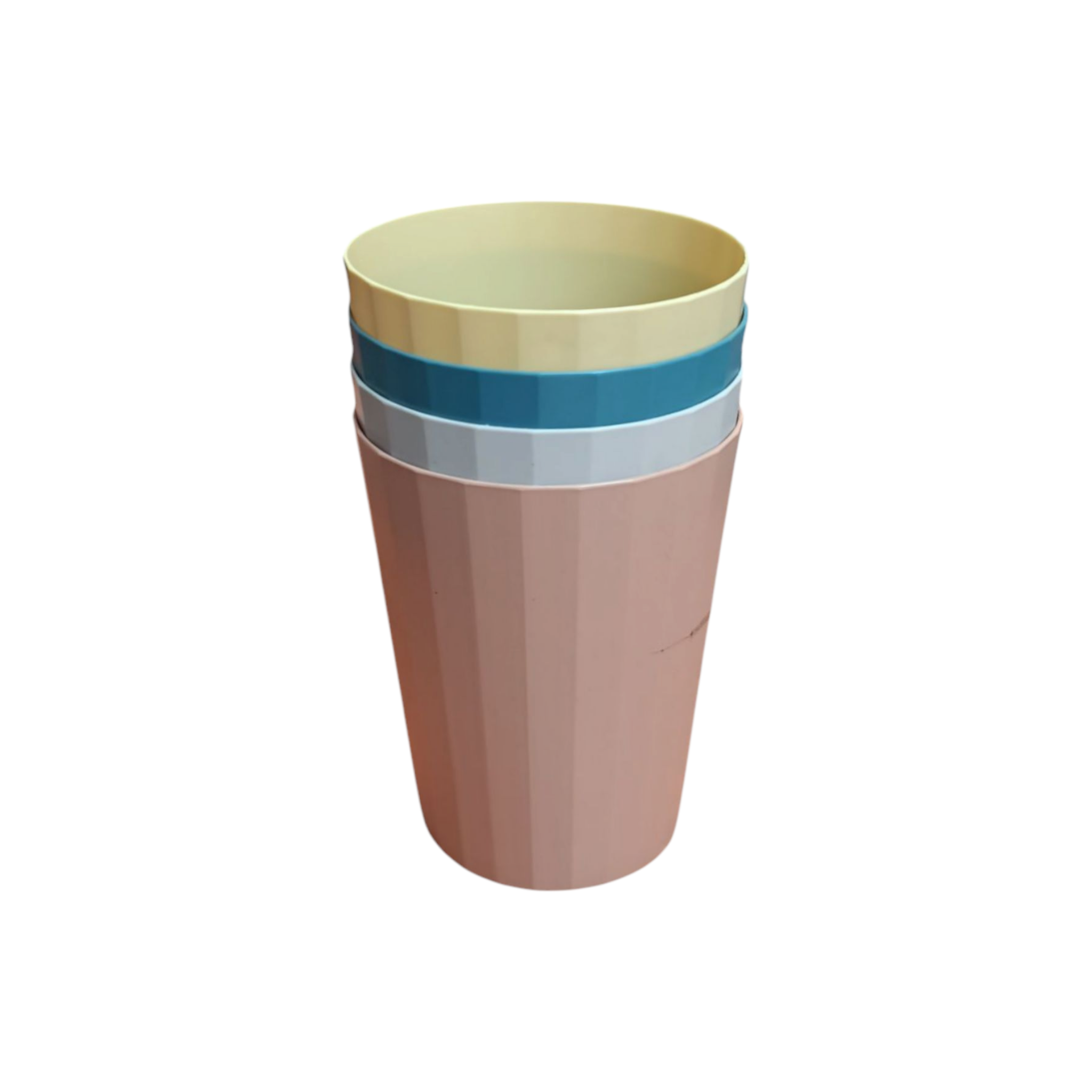 Pastel Picnic Ribbed Plastic Tumbler Cups 8x12.5cm 4pc Set 290ml