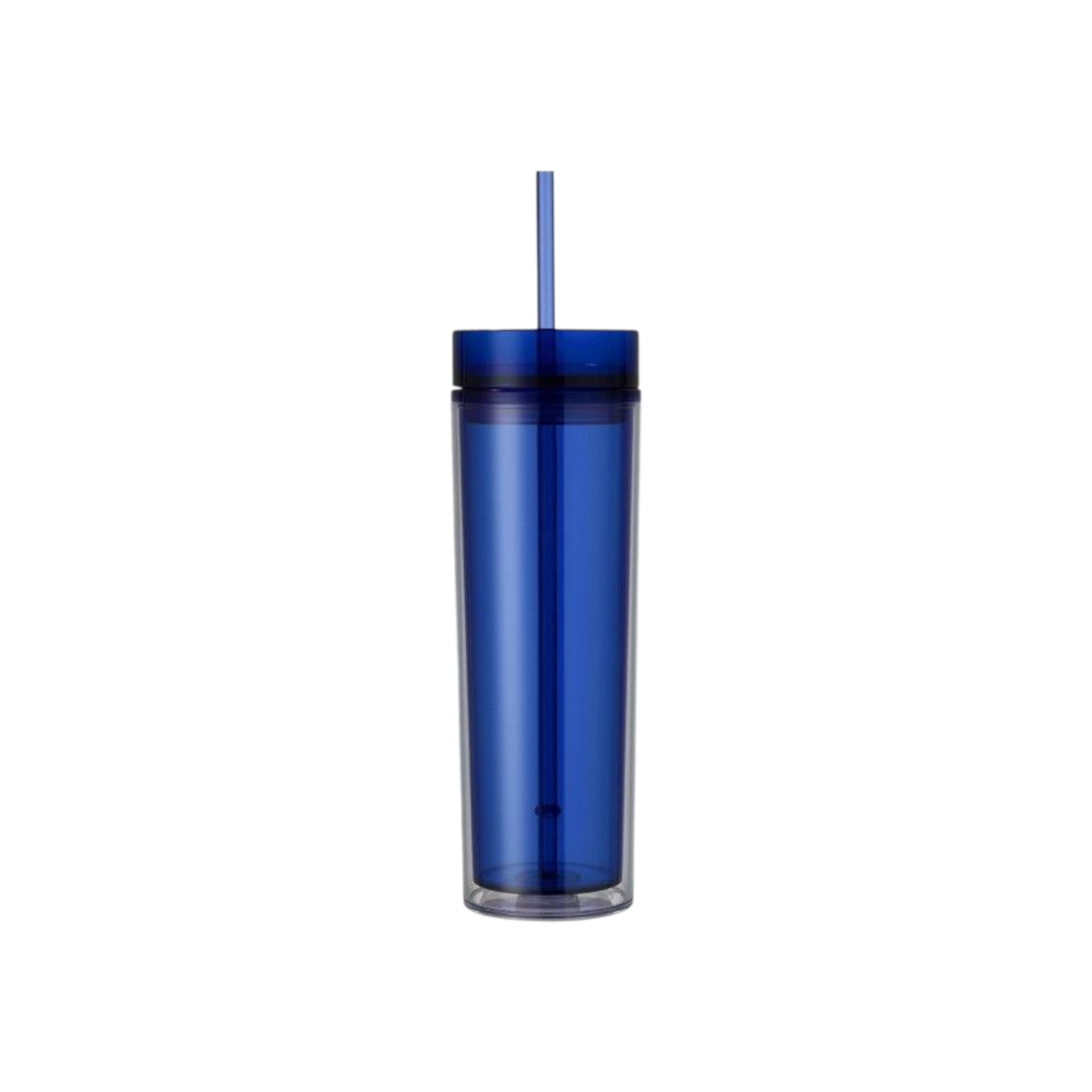 Skinny Drinking Tumbler 473ml Acrylic Transparent Color 7x21cm Reusable with Lid & Straw
