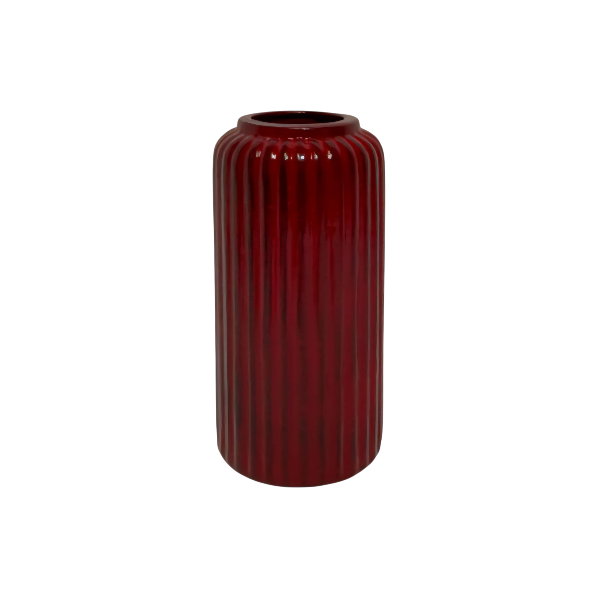 Ceramic Flower Vase Louise Ribbed Bottle Base Metallic 25.5x11cm Bronze