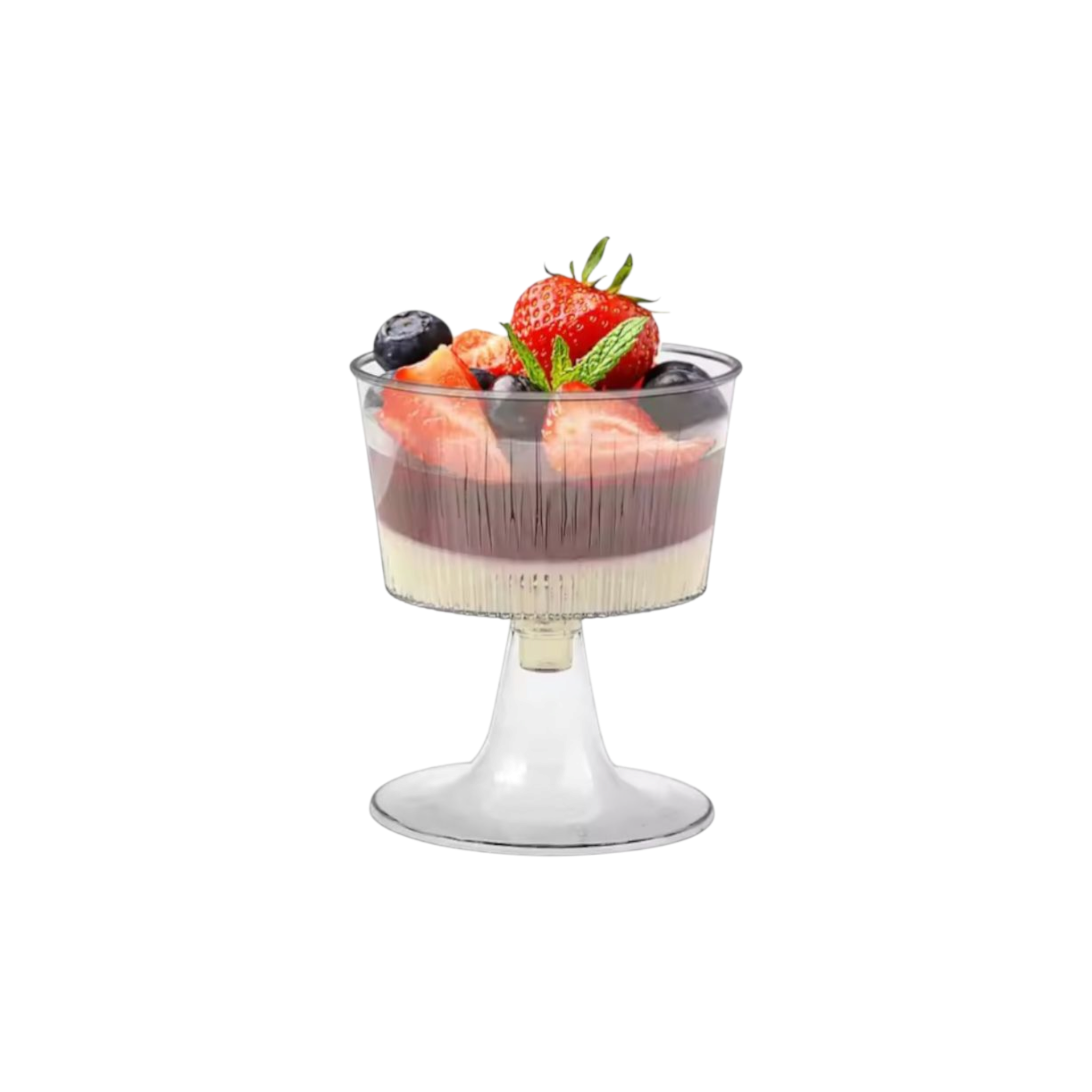 Acrylic Plastic Mini Stem Ribbed Reusable Dessert Cups 120ml 10pcs 6.3x7.2cm
