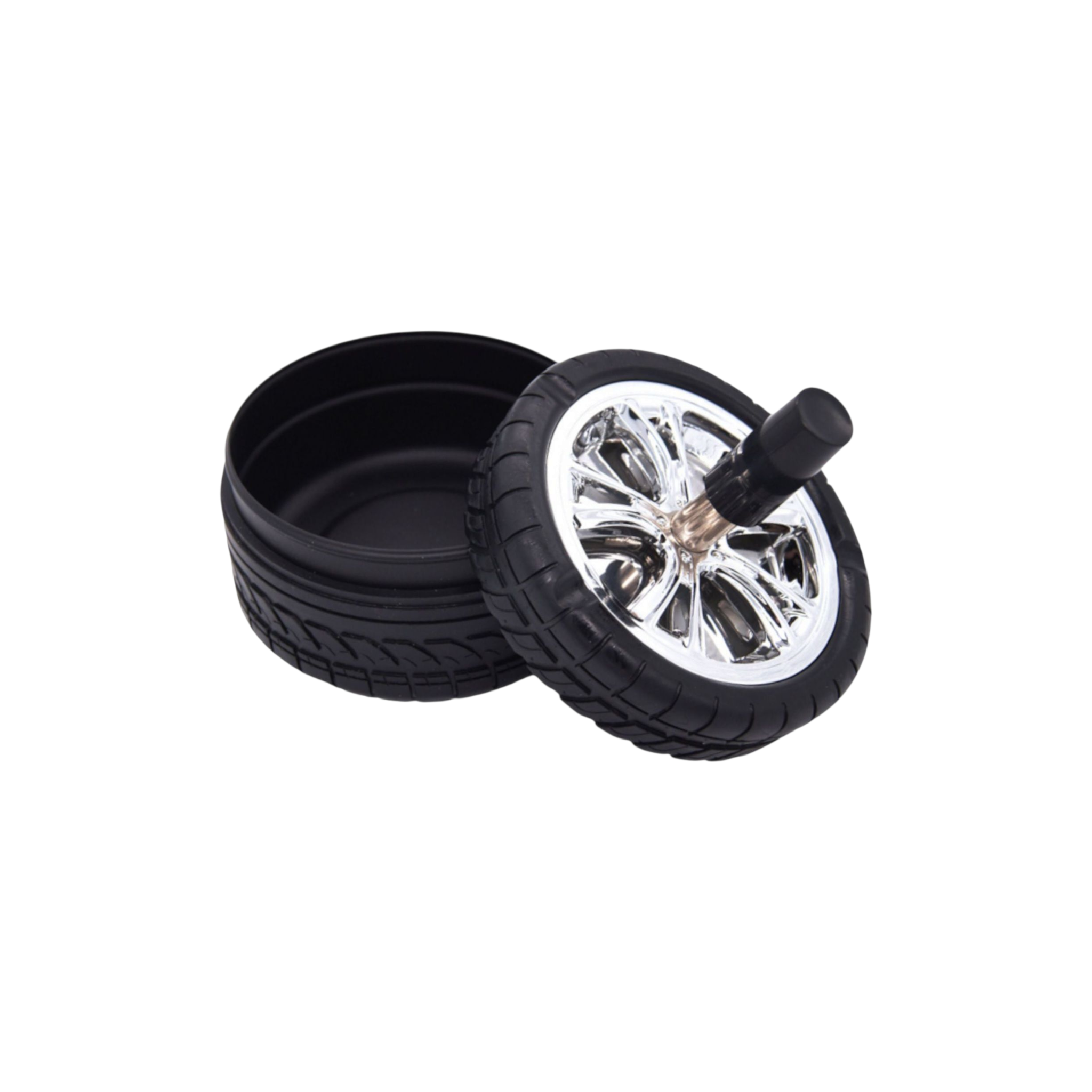 Ashtray Rotating Rubber Tire Hub Push Down Holder Large