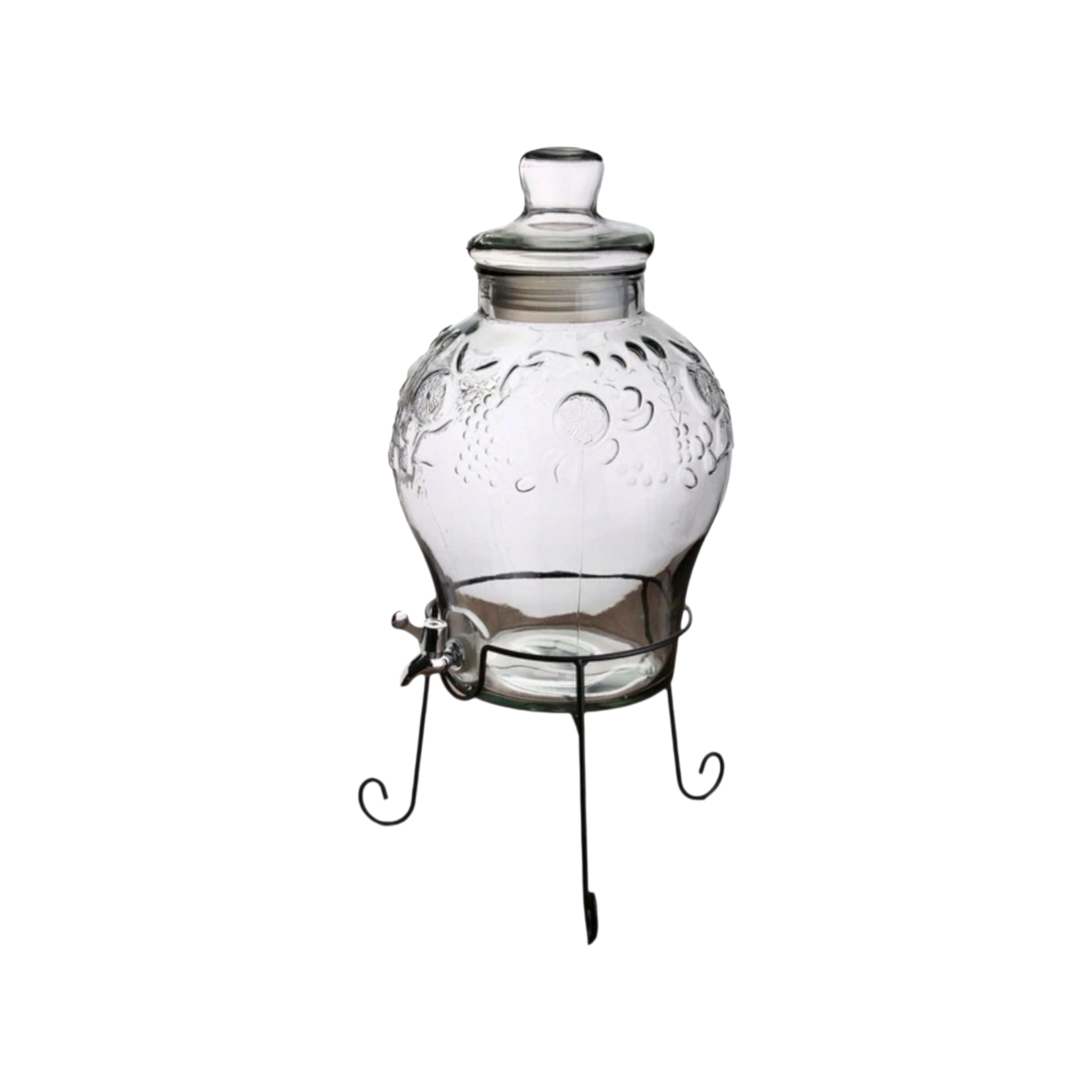 Beverage Dispenser 5L Embossed Glass with Stand 539