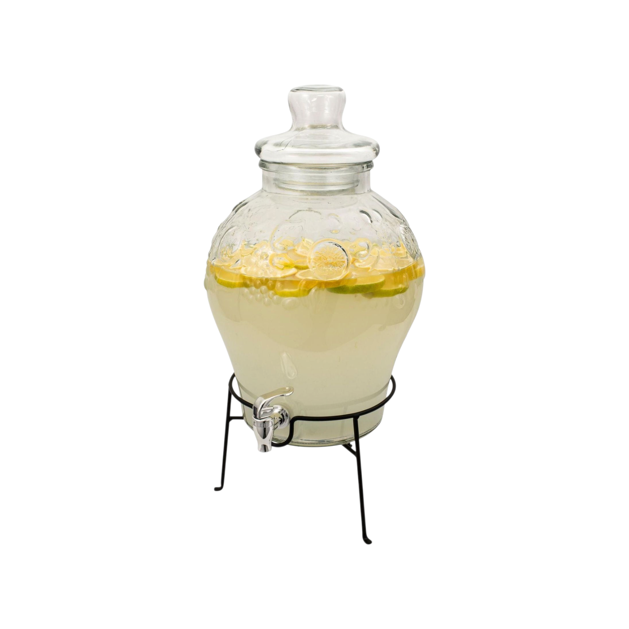 Beverage Dispenser 5L Embossed Glass with Stand 539