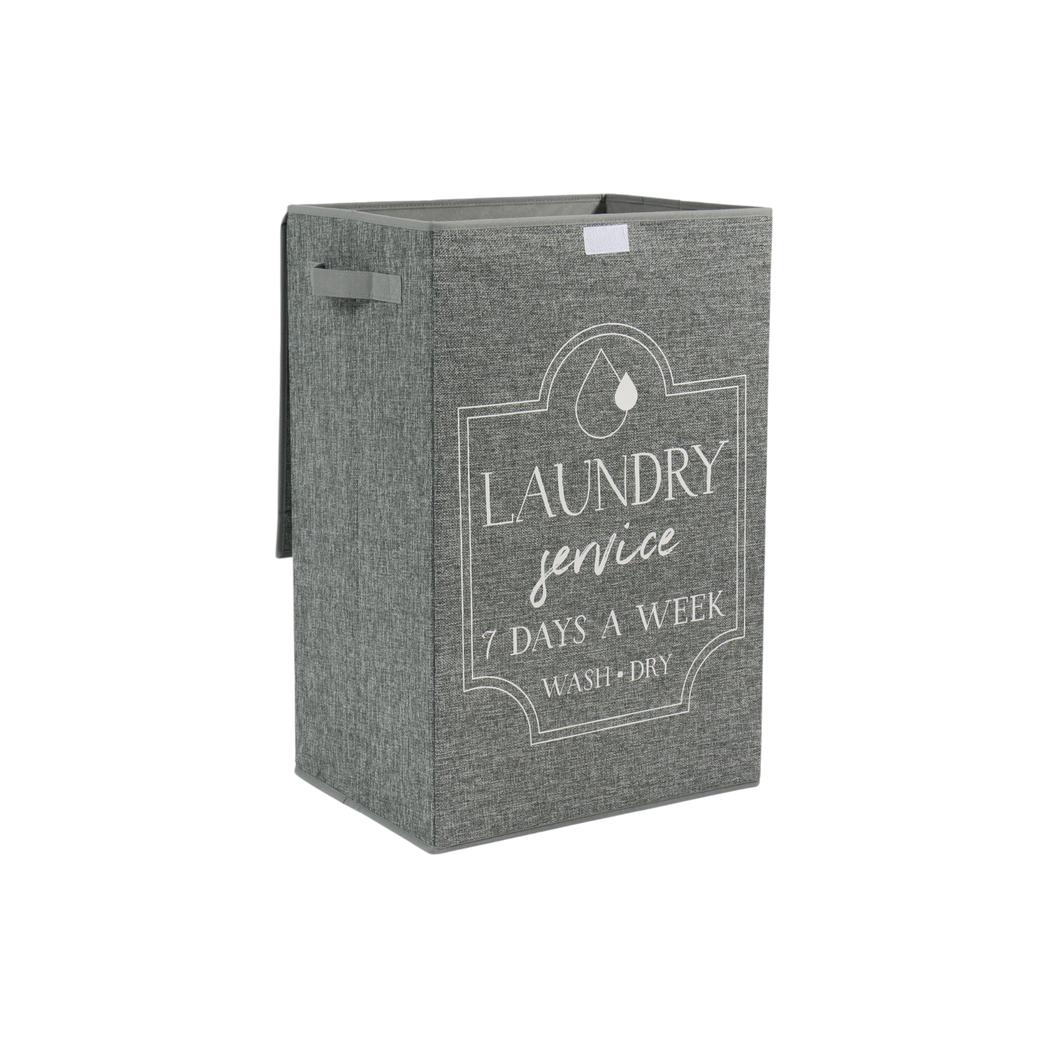 Woven Laundry Bin Basket Grey 40x30x60cm Scripted