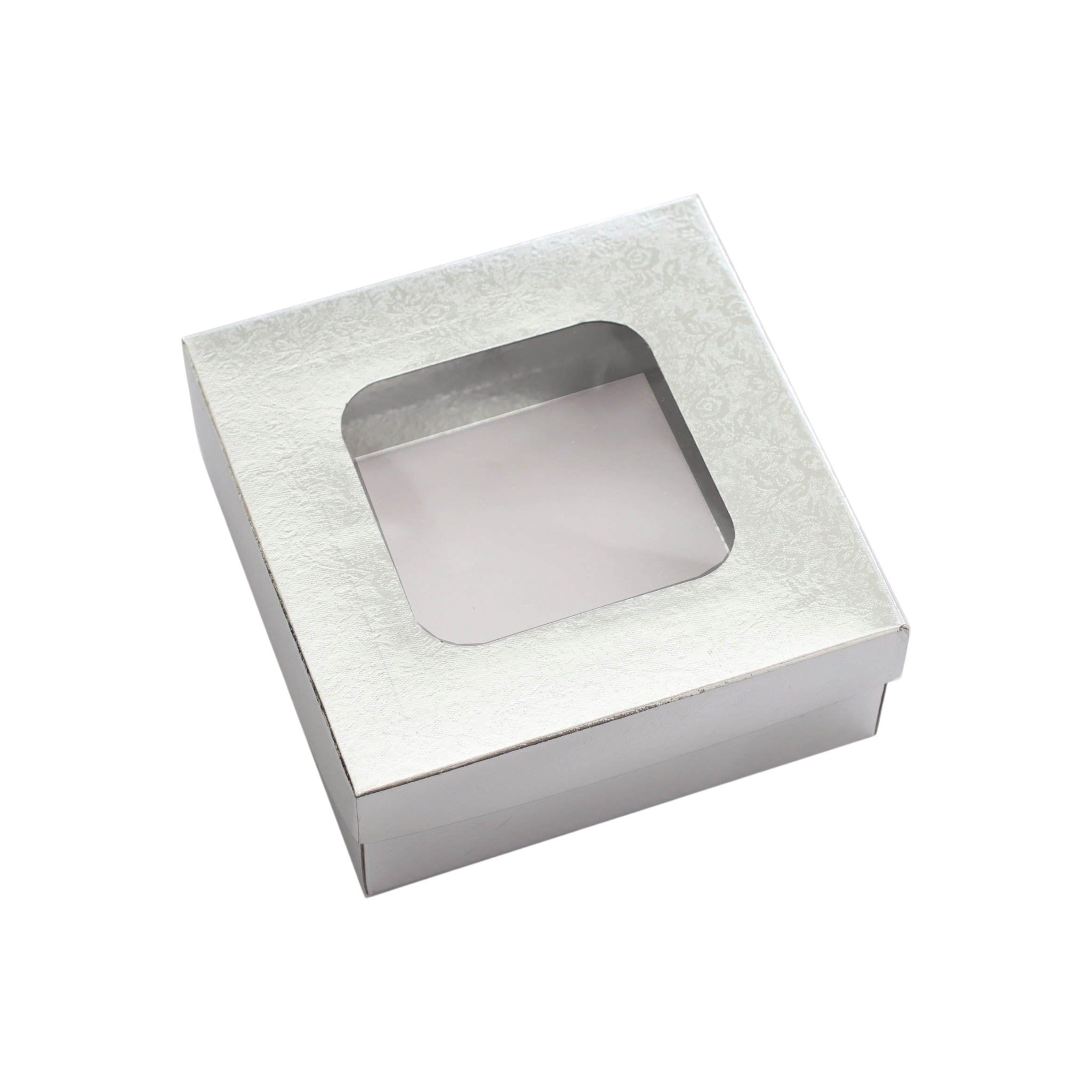 Gift Biscuit Paper Box Silver 12x12cm