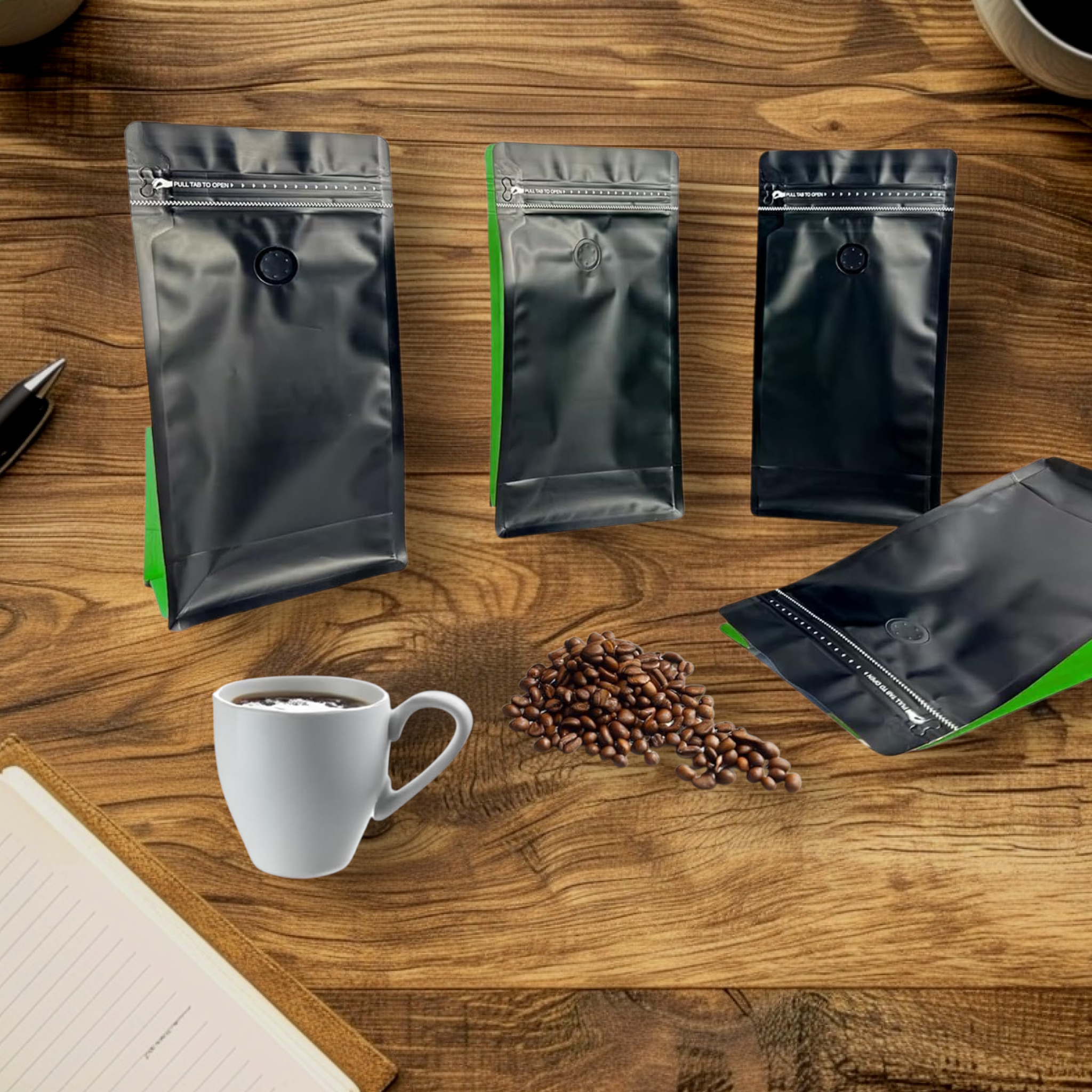 Aluminium Metalized Zip Lock Resealable Foil Stand Up Coffee Bags with No Window 10Pack