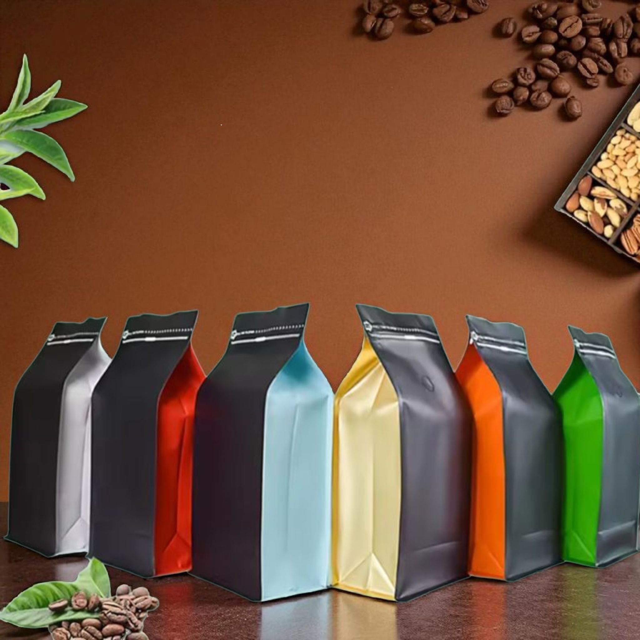 Aluminium Metalized Zip Lock Resealable Foil Stand Up Coffee Bags with No Window 10Pack