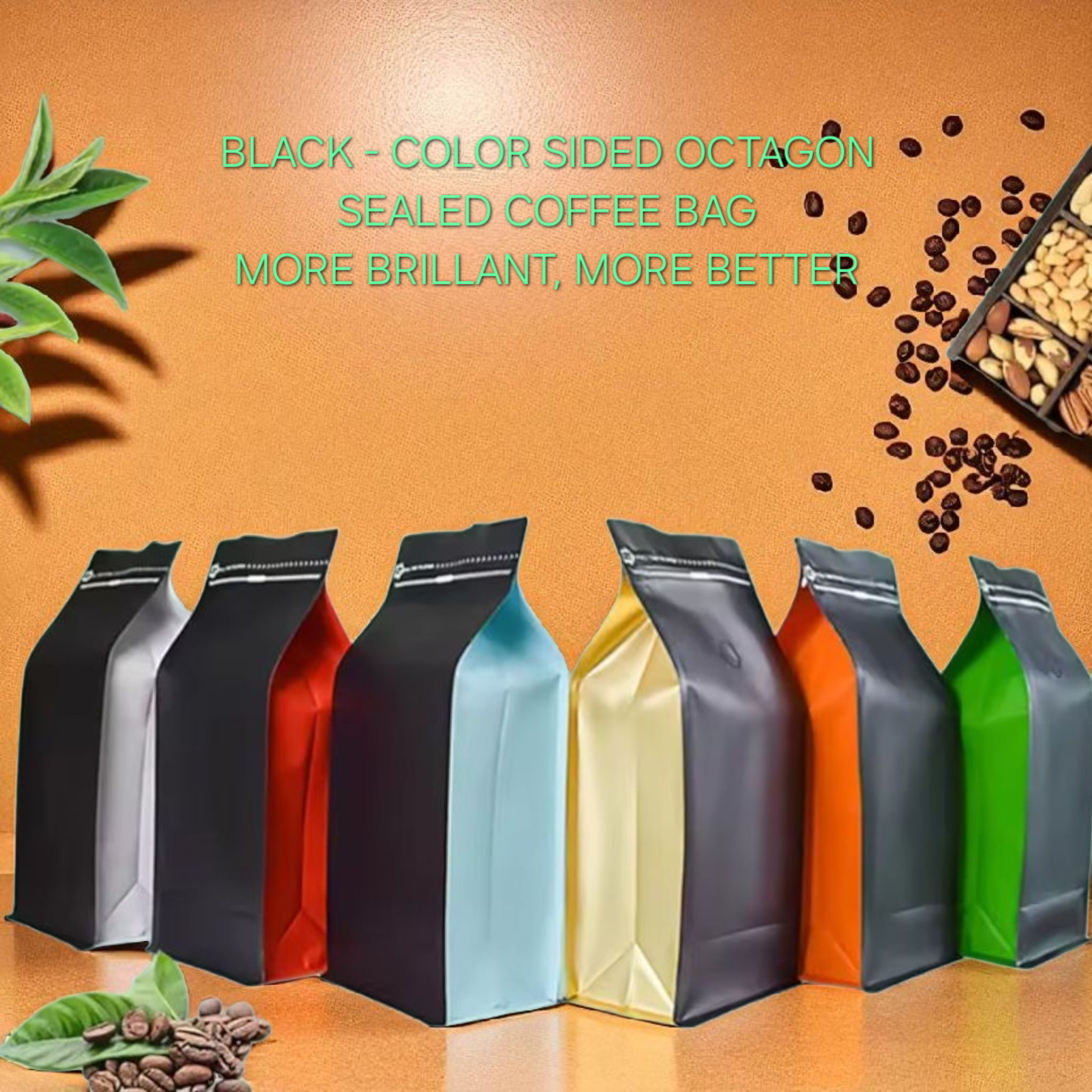 Aluminium Metalized Zip Lock Resealable Foil Stand Up Coffee Bags with No Window 10Pack