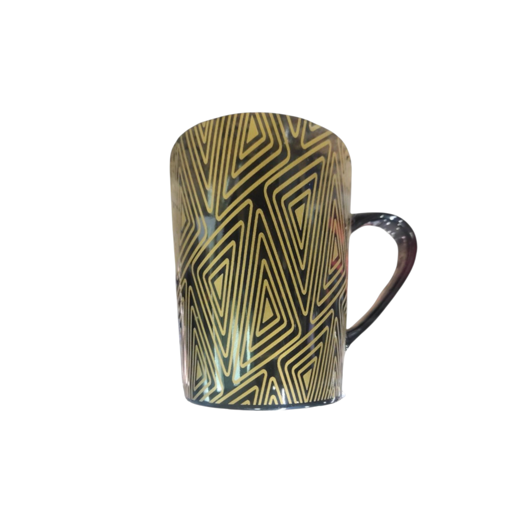 Ceramic Coffee Mug Stripe Patterned Black & Gold