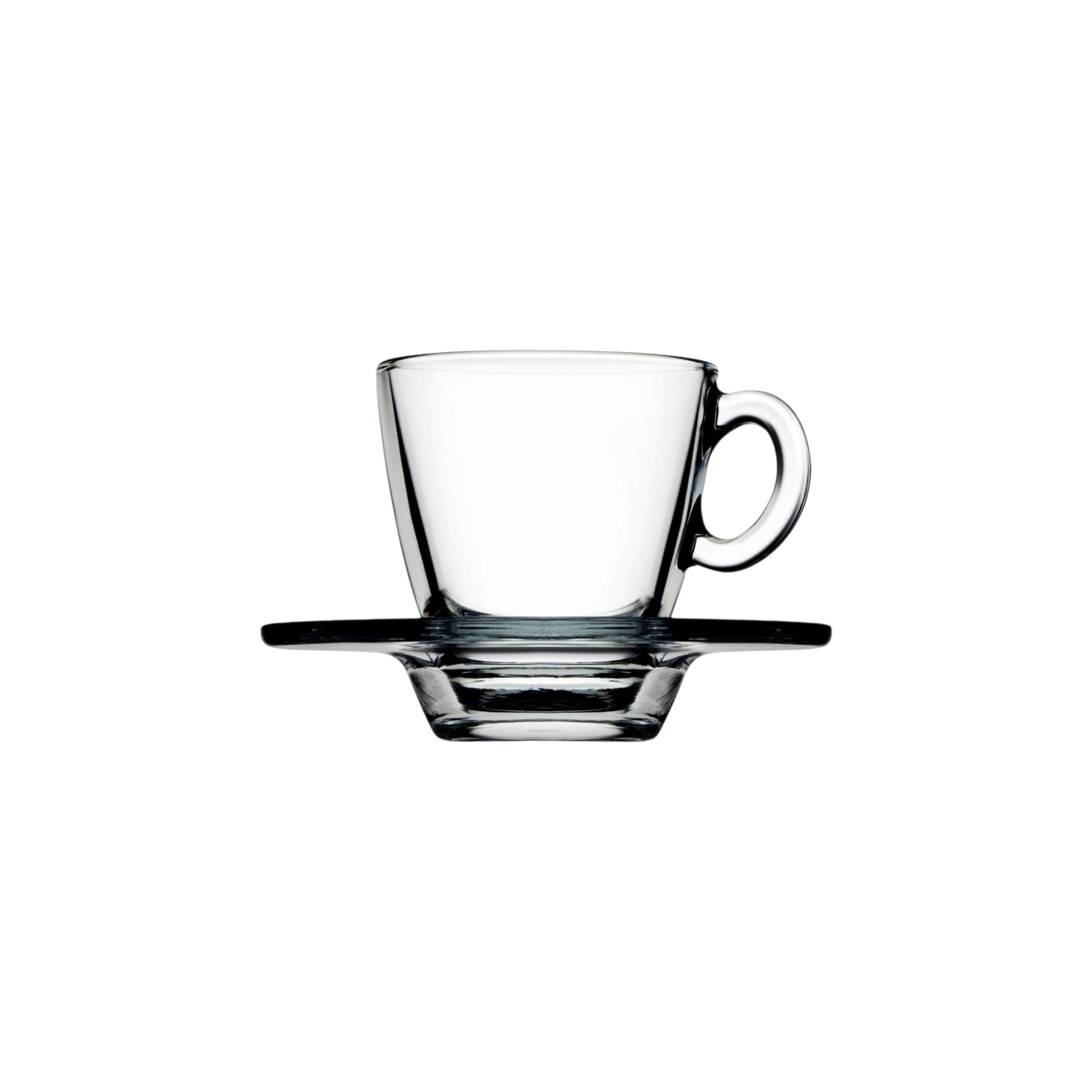 Pasabahce 72ml Espresso Glass Coffee Cup & Saucer 6pc Set