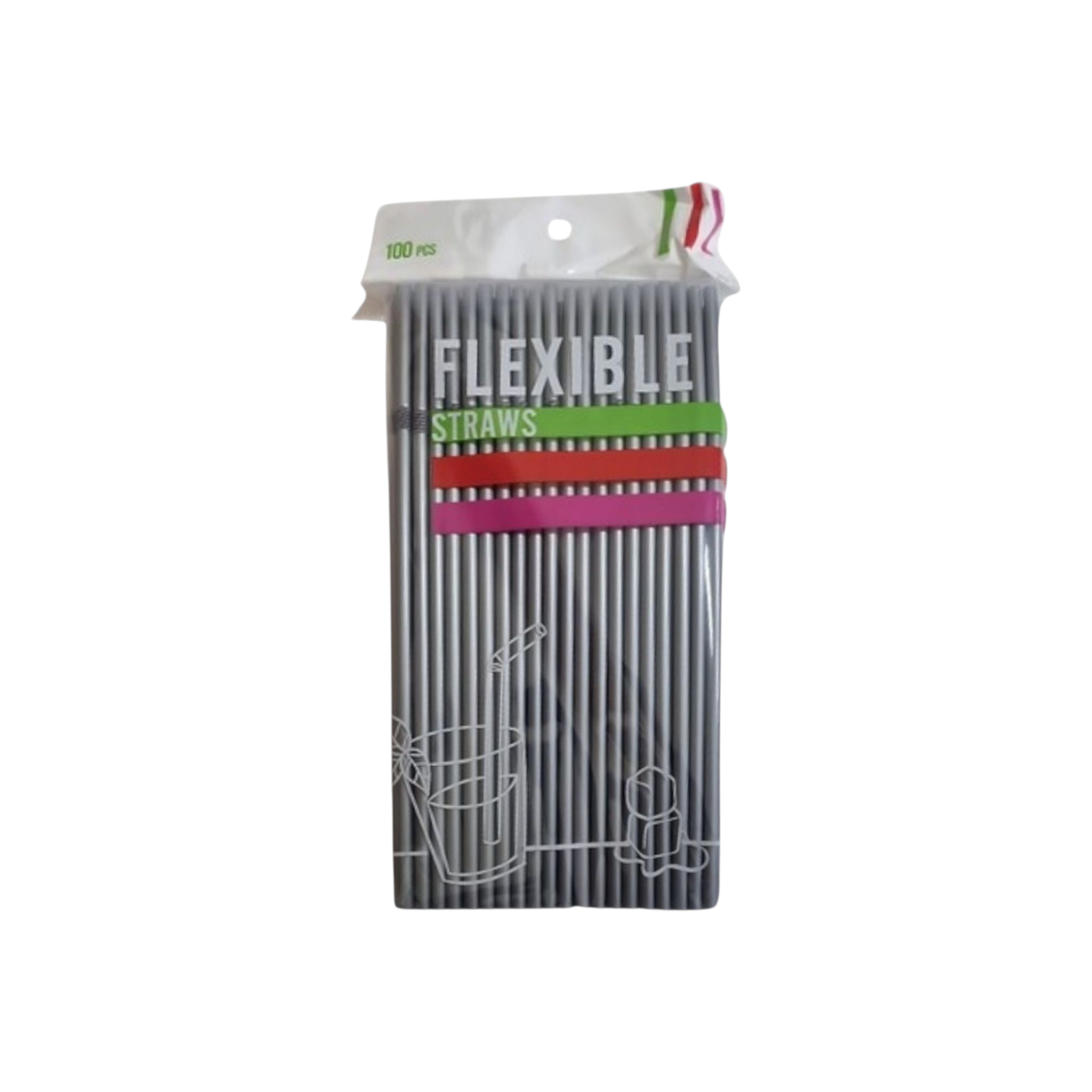 Flexible Bendy Straws Plastic 5mm 100pack