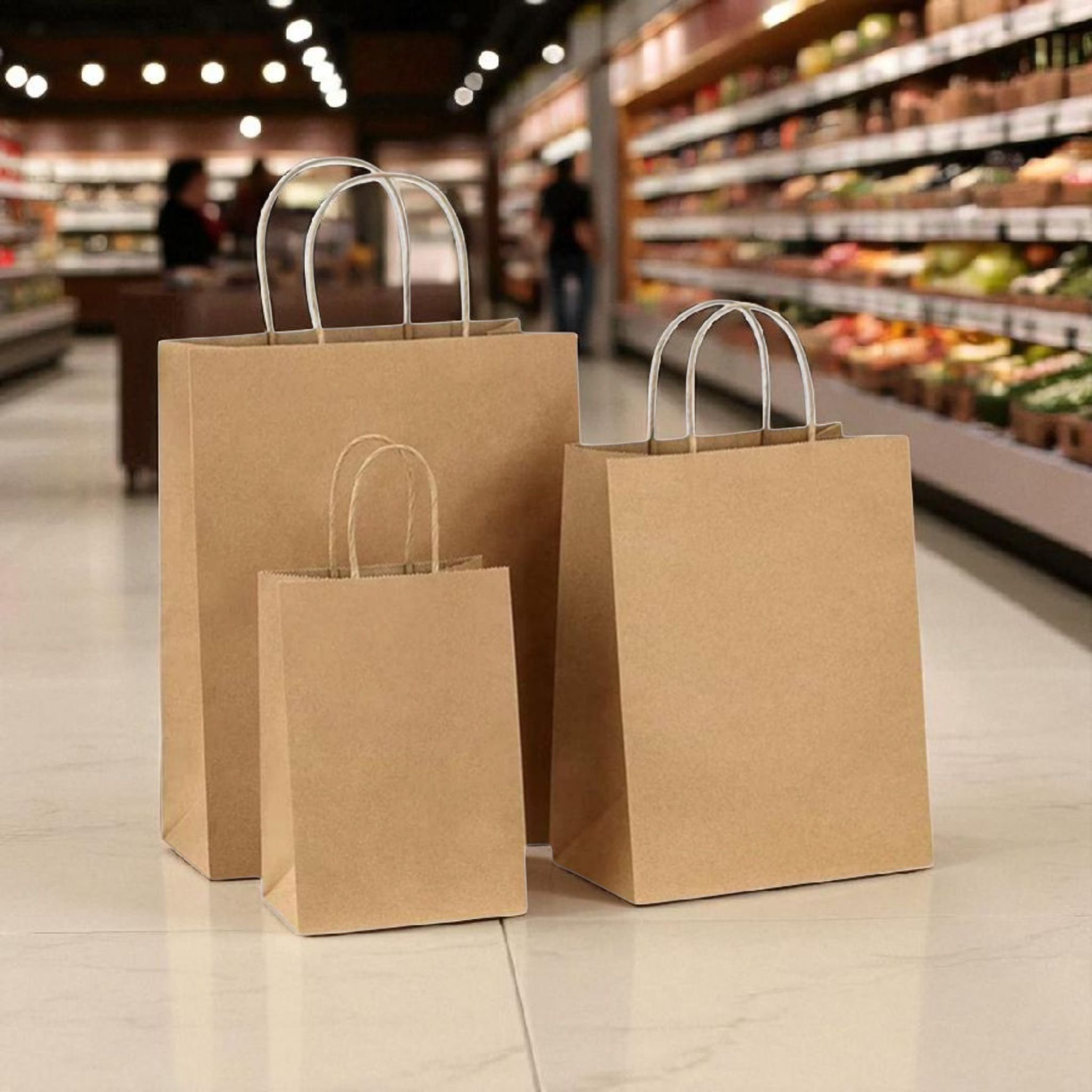 Kraft Paper Gift Shopper Bag Portrait 130gsm with Paper Twist Handle