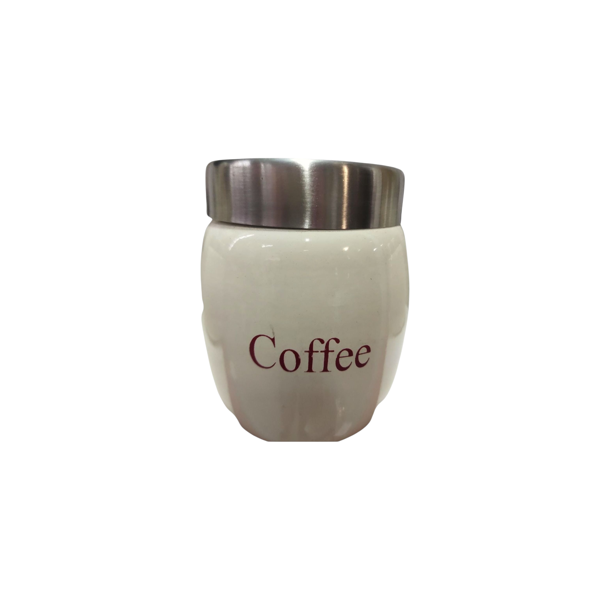 Vintage Tin Canister Set Tea-Coffee-Sugar Barrel Shaped Jar Cream with S/S Lid 3pc