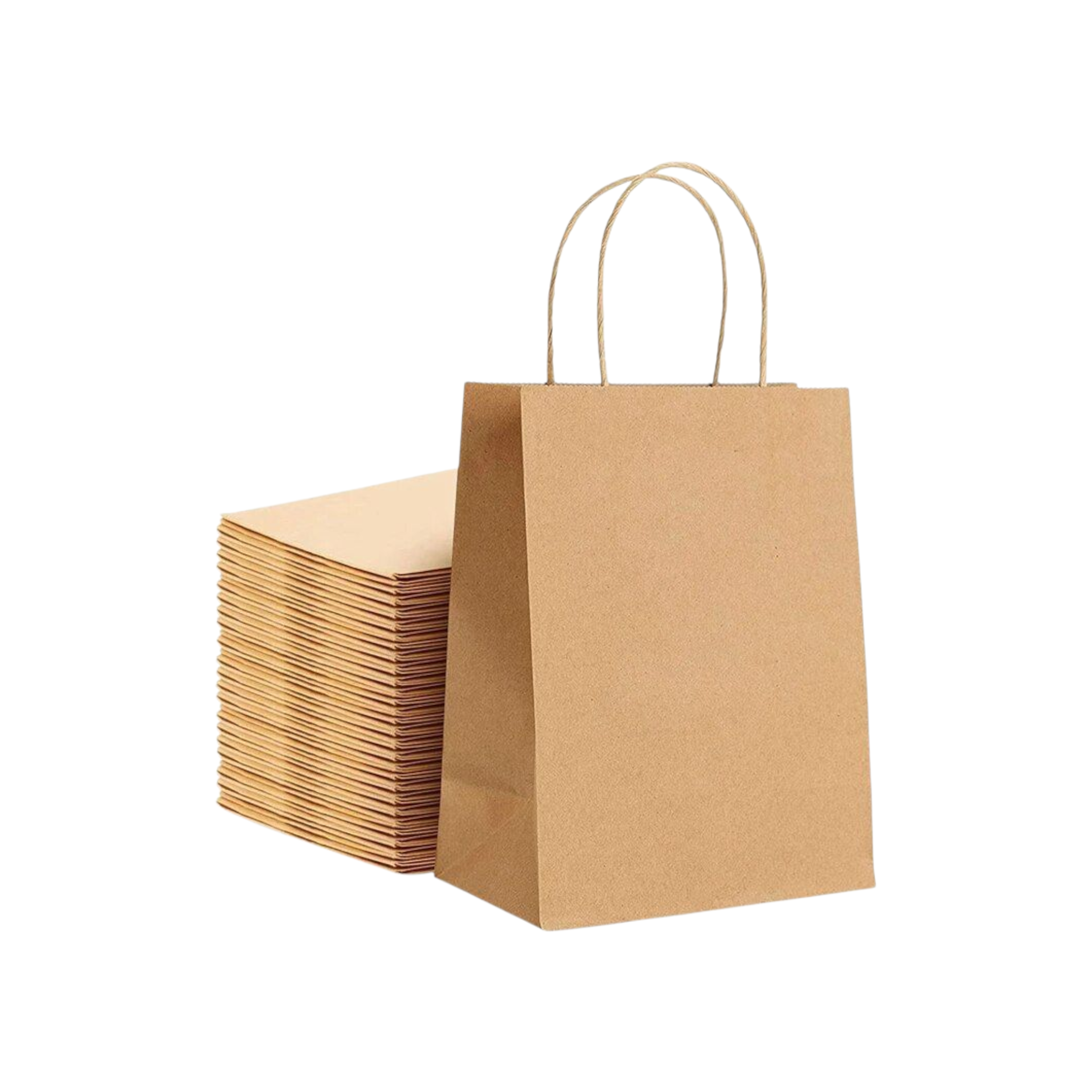 Kraft Paper Gift Shopper Bags 15x21x8cm 120gsm with Paper Twist Handle