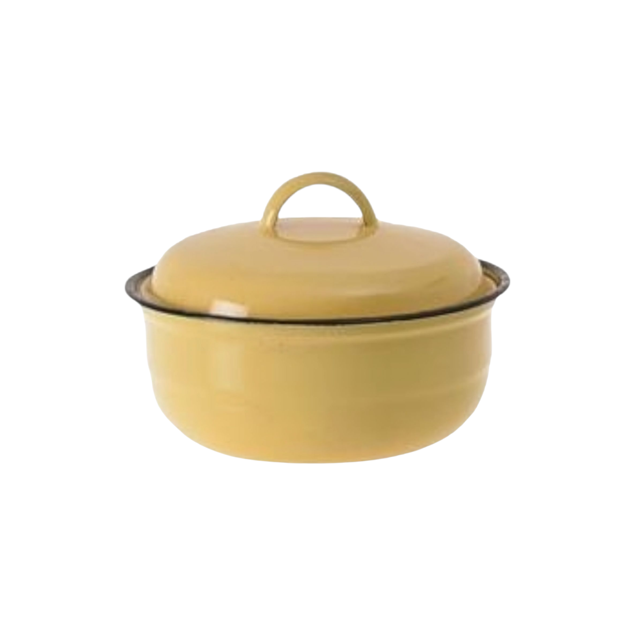 Enamel Food Dish 18cm Plain with Lid