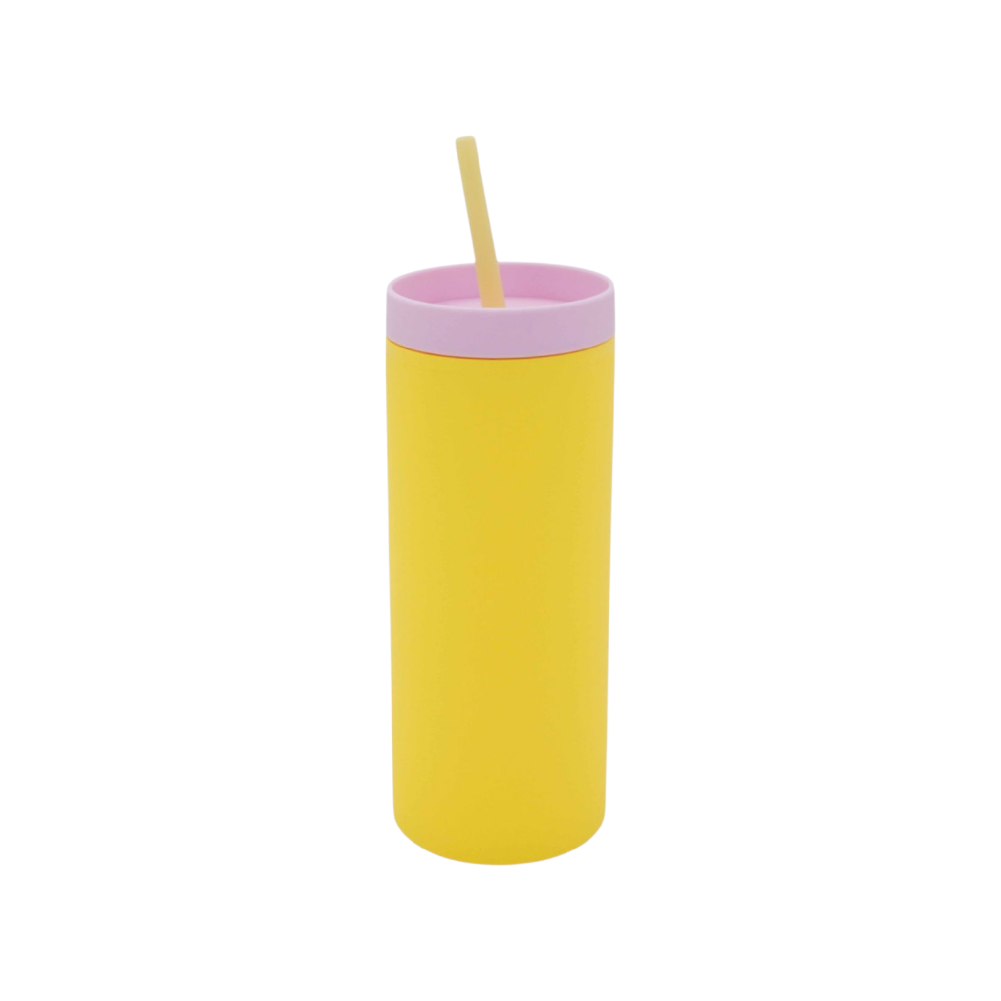 473ml Skinny Drinking Tumbler Acrylic Reusable with Inverted Color Lid and Straw 7x21cm