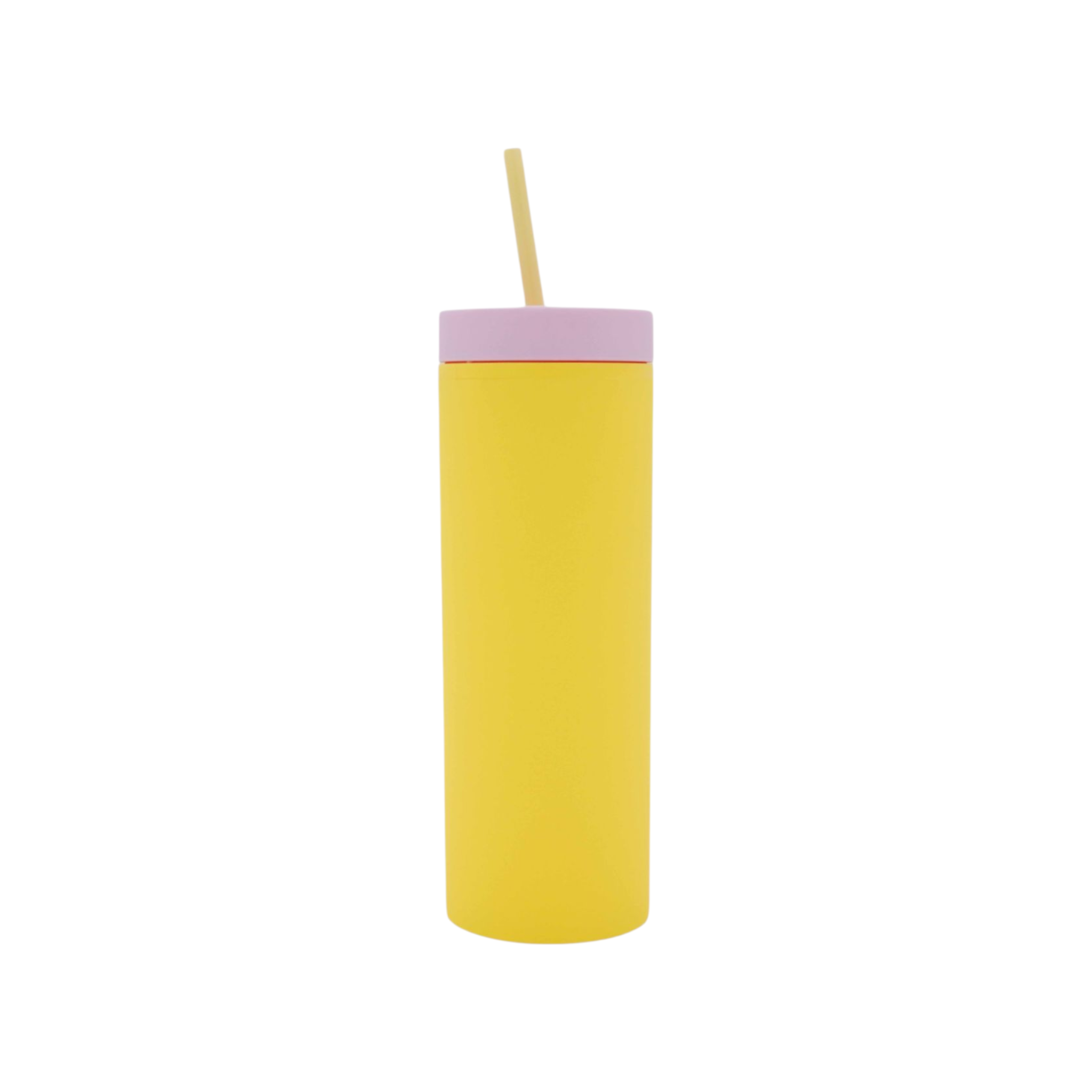 473ml Skinny Drinking Tumbler Acrylic Reusable with Inverted Color Lid and Straw 7x21cm