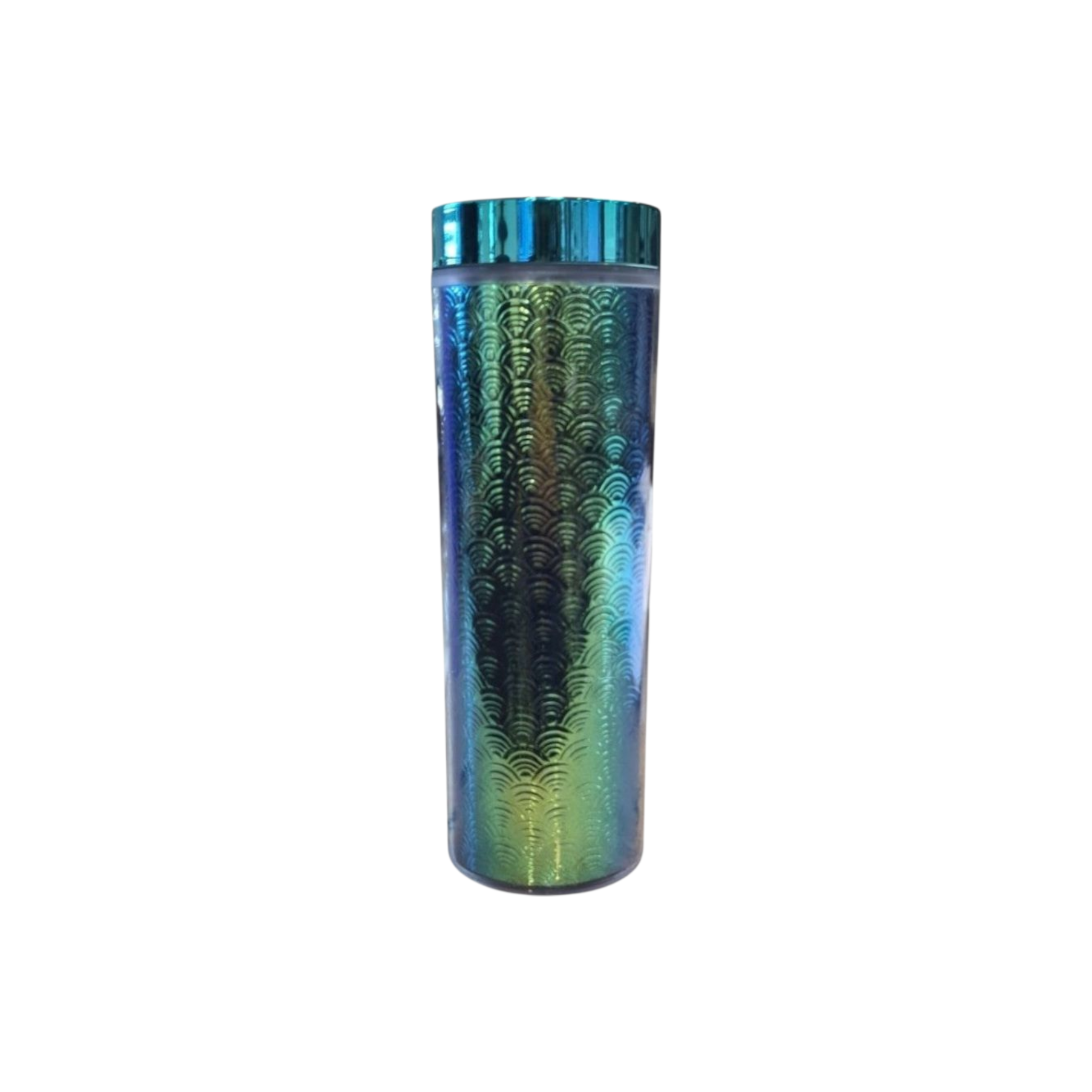 473ml Skinny Iridescent Drinking Tumbler Acrylic Reusable with Lid & Straw 21x7cm