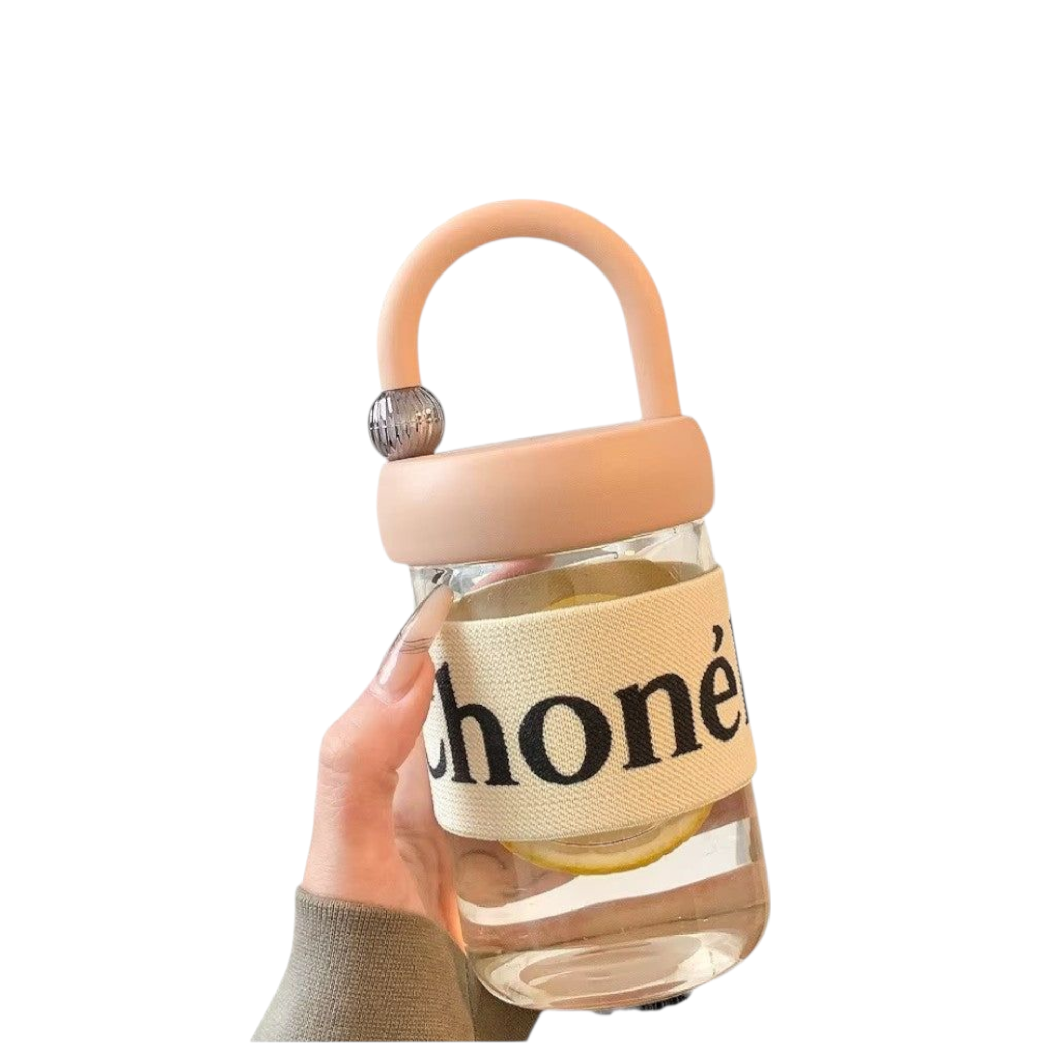 450ml Glass Drinking Sipper Bottle - High Temperature Resistant Portable Handheld Coffee Mug 11x8cm
