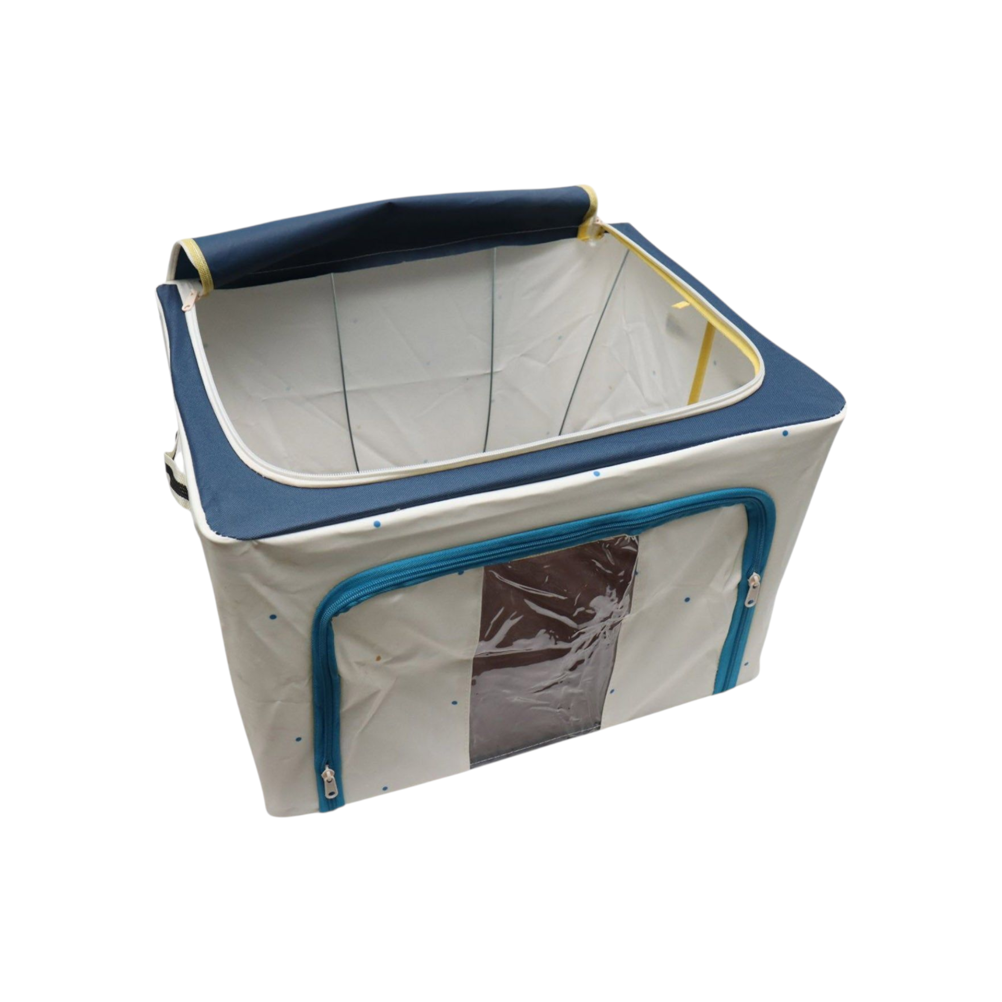 Wardrobe Storage Organiser Box Oxford Material 50x40x33cm Zipper Lid with See-Through Front Panel