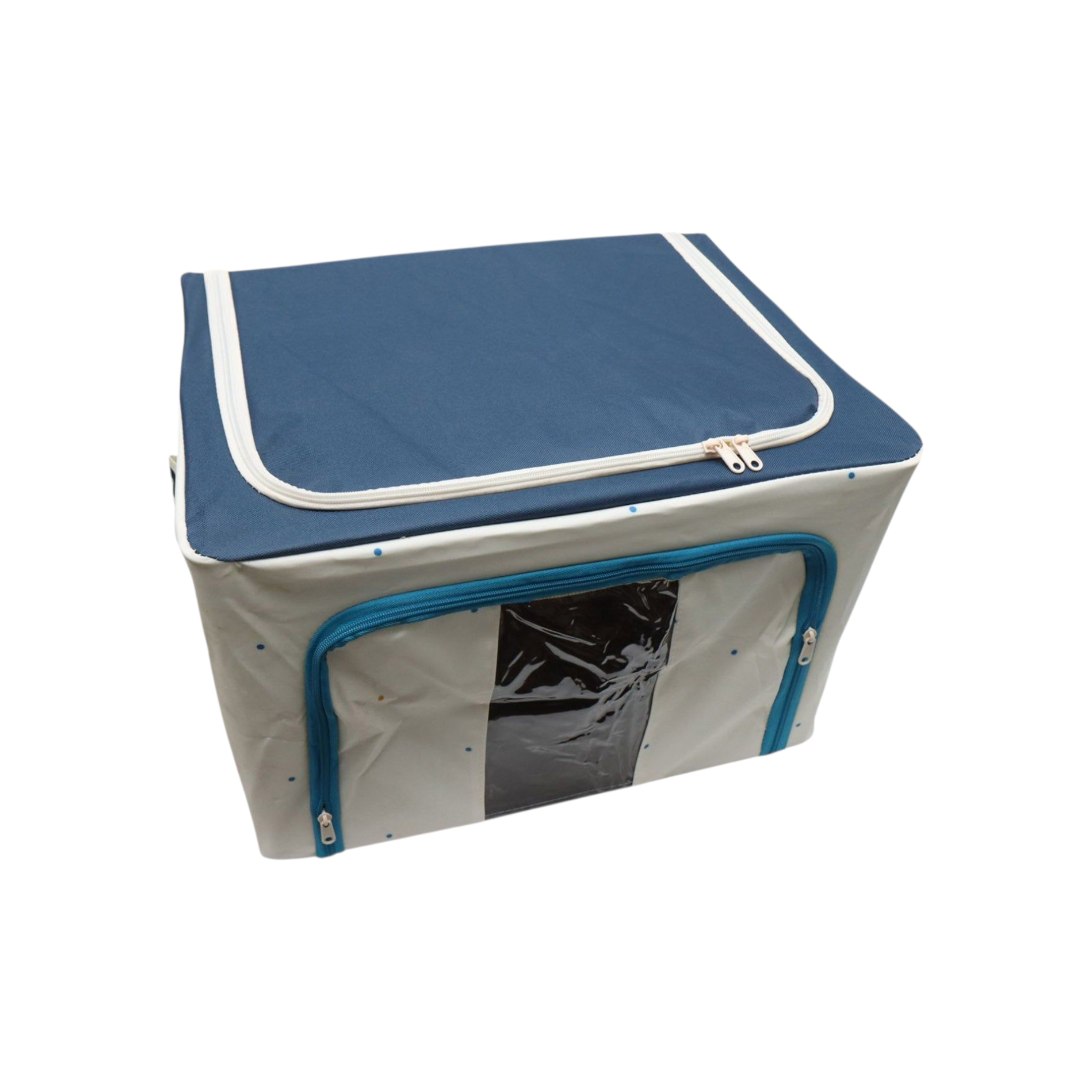 Wardrobe Storage Organiser Box Oxford Material 50x40x33cm Zipper Lid with See-Through Front Panel