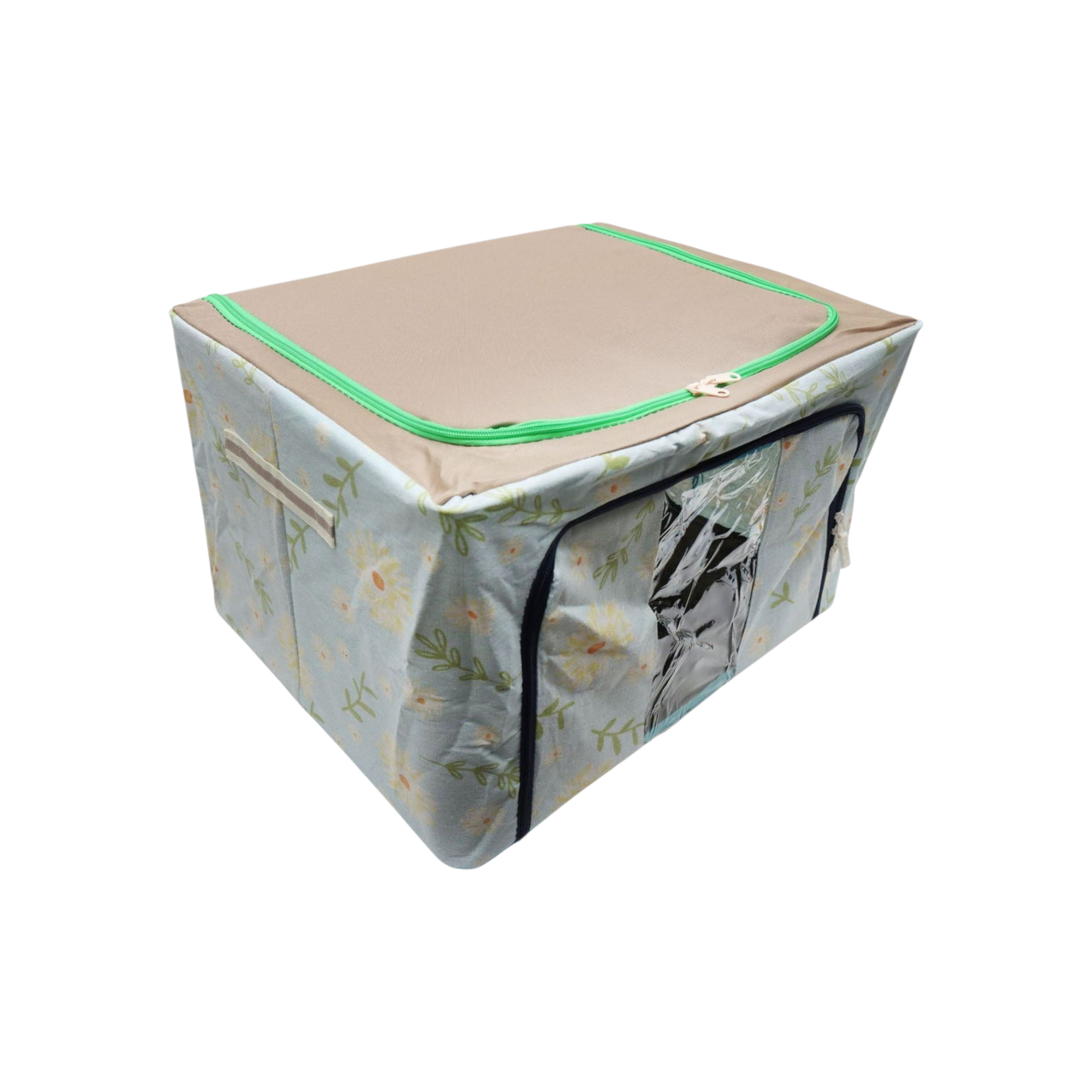 Wardrobe Storage Organiser Box Oxford Material 50x40x33cm Zipper Lid with See-Through Front Panel