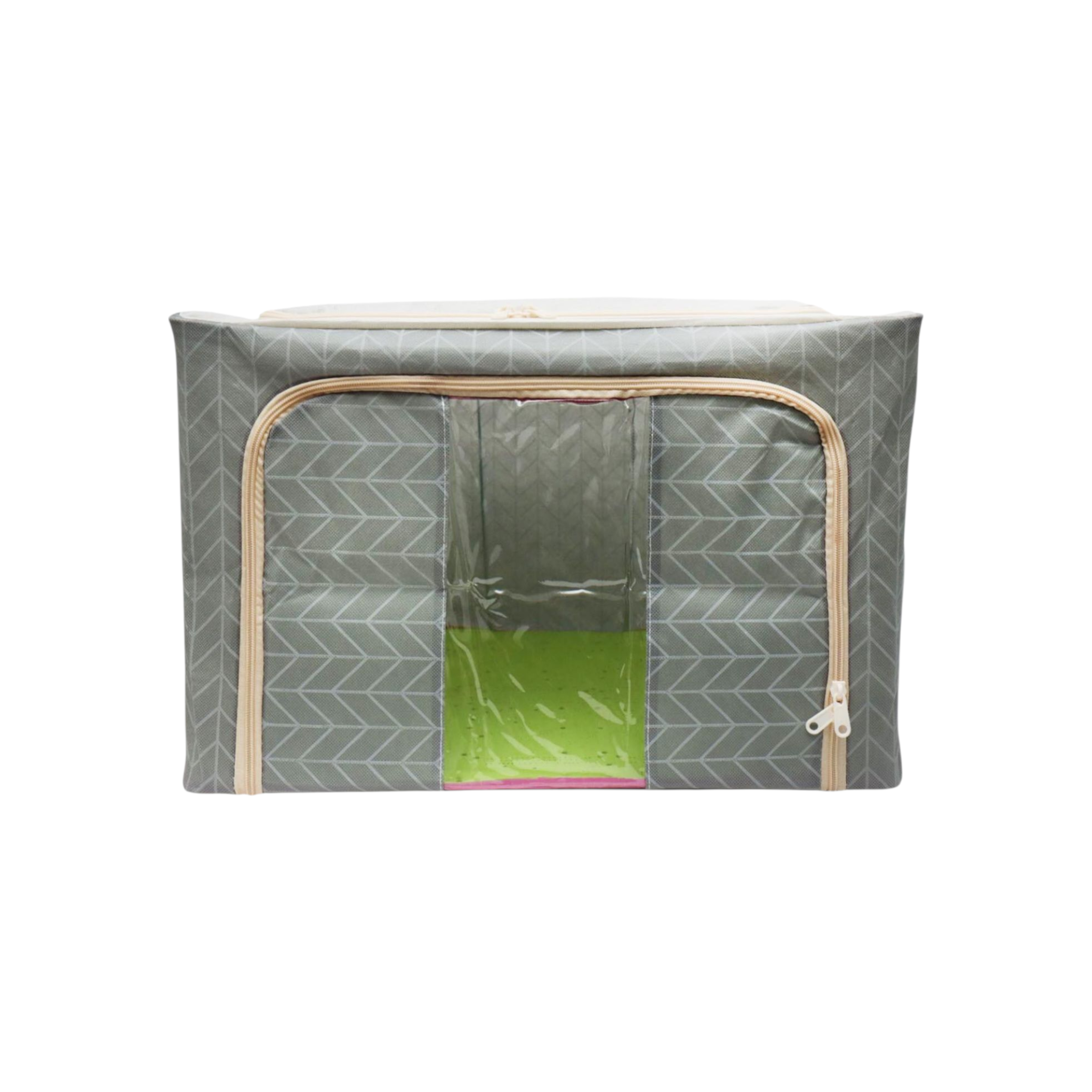 Wardrobe Storage Organiser Box Oxford Material 50x40x33cm Zipper Lid with See-Through Front Panel