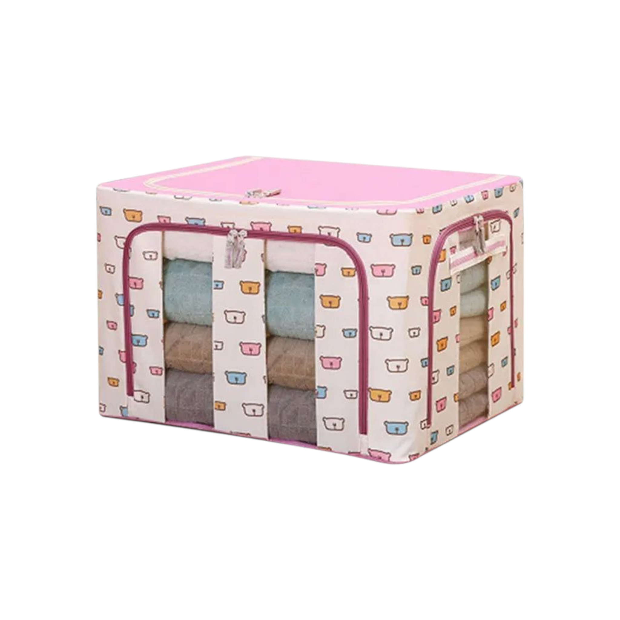 Wardrobe Storage Organiser Box Oxford Material 50x40x33cm Zipper Lid with See-Through Front Panel