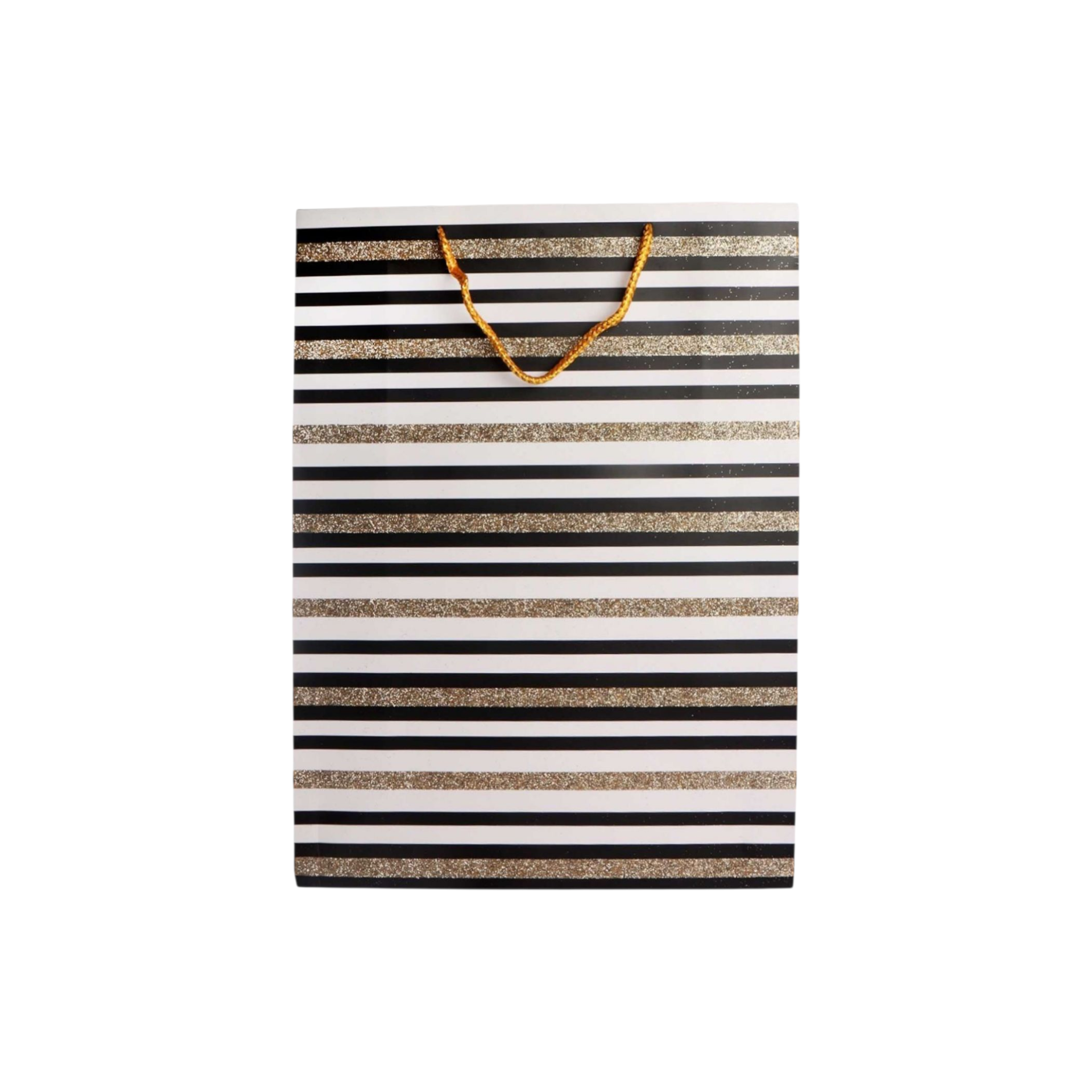 Designer Gift Paper Bag Tinsel Black Gold 31x41cm Large