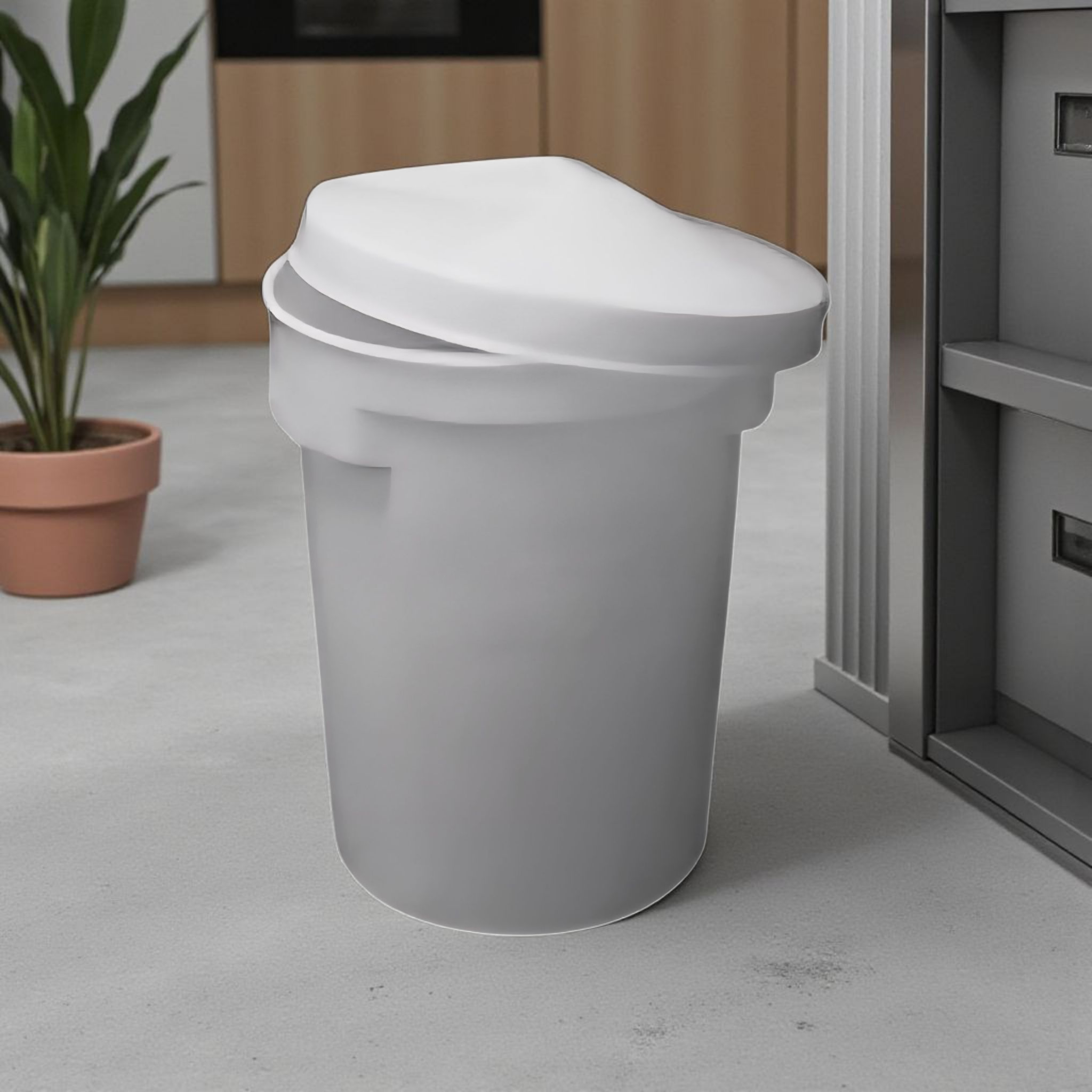 90L Refuse Food Bin White Light Duty with Lid