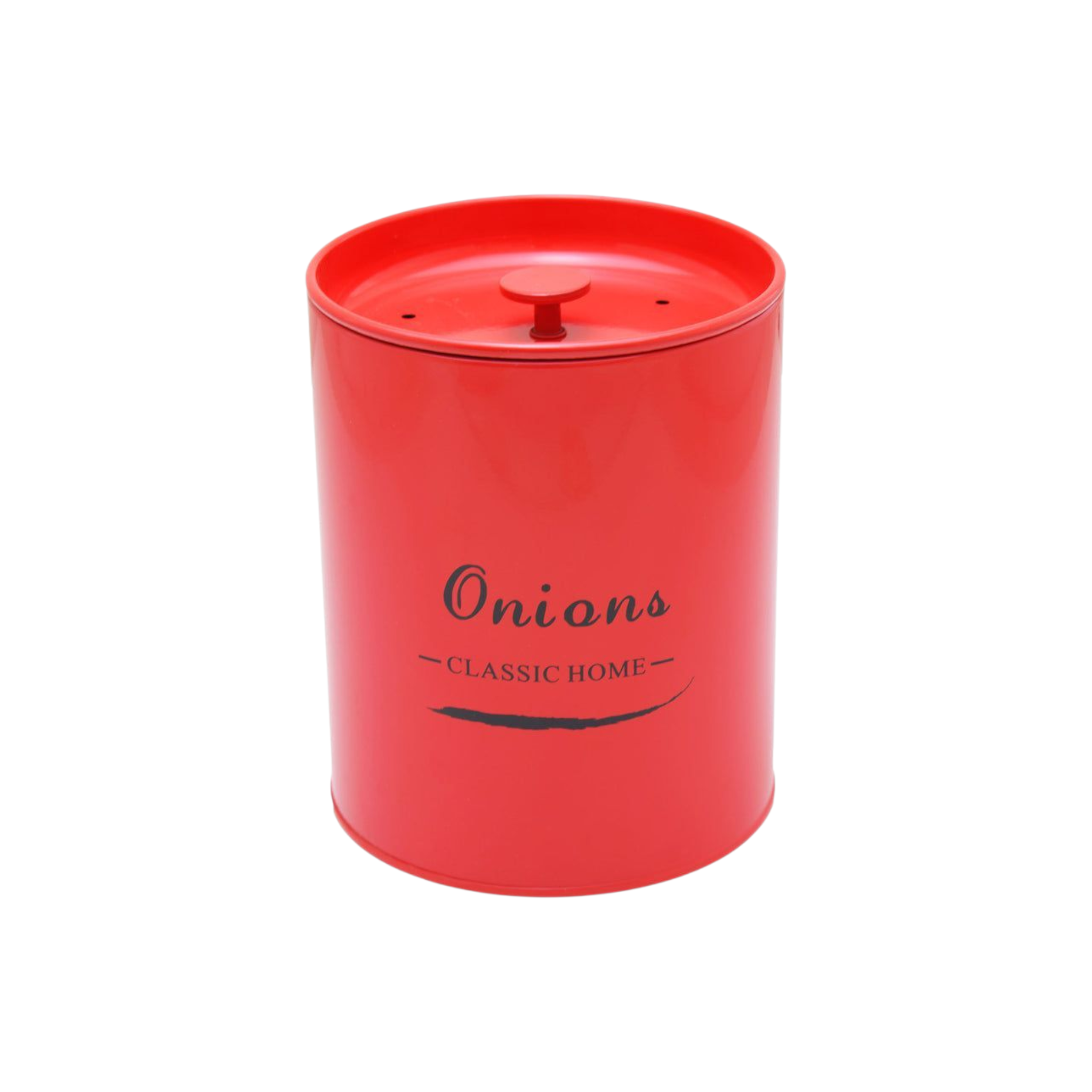 Retro Onions Tin Storage Container Red 27804
