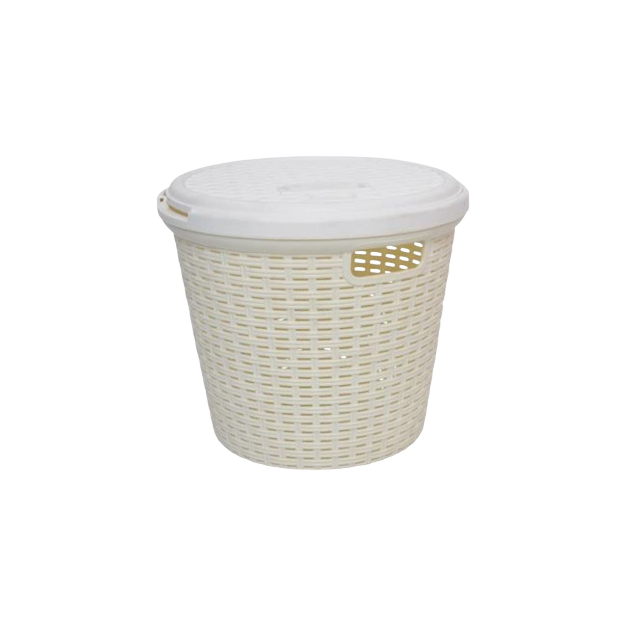 Laundry Slotted Linen Bin Basket Round Cream 429