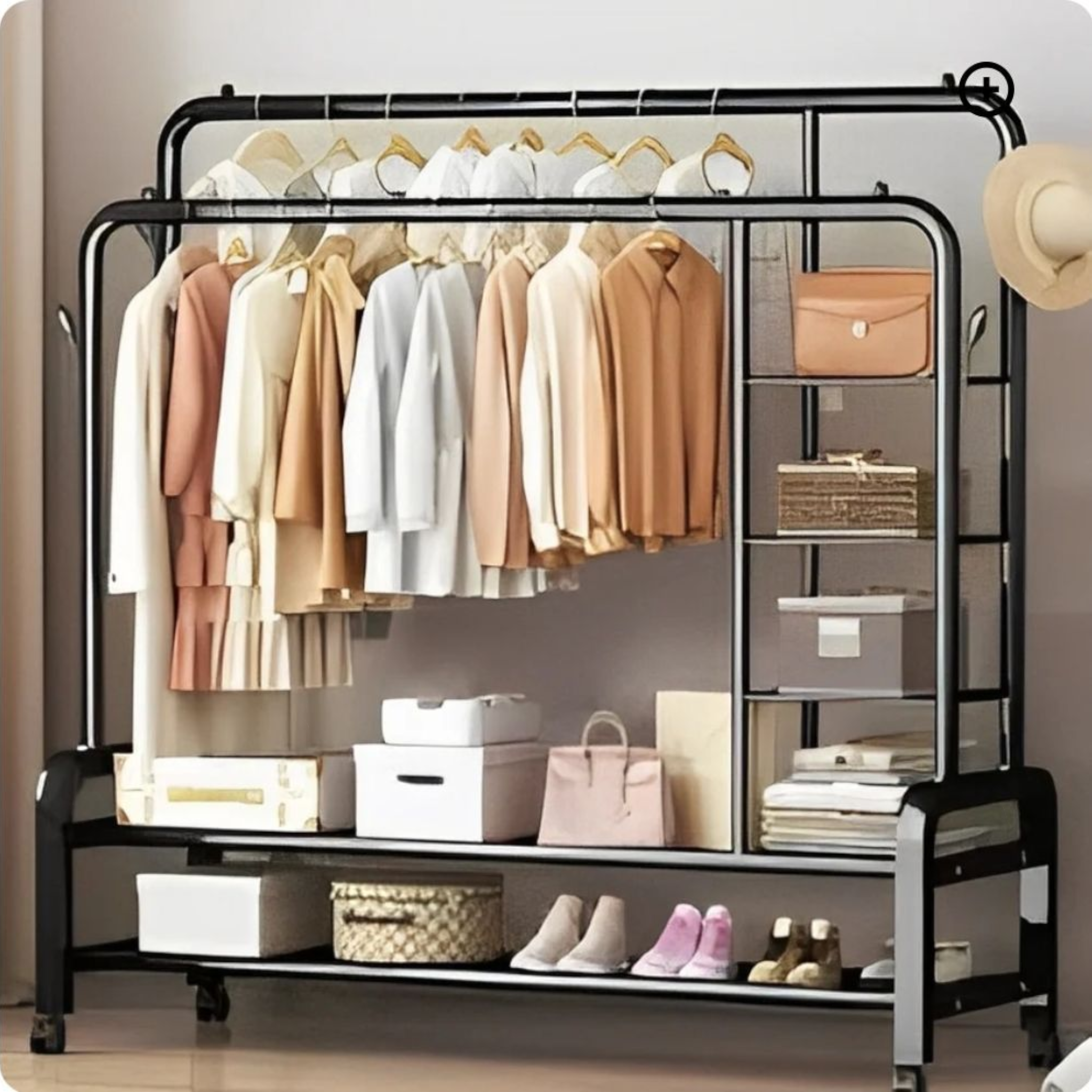 Boutique Metal Cloth Hanger Floor Garment Rack - Retail Rail Clothing Display Rack Carbon Steel Free Standing