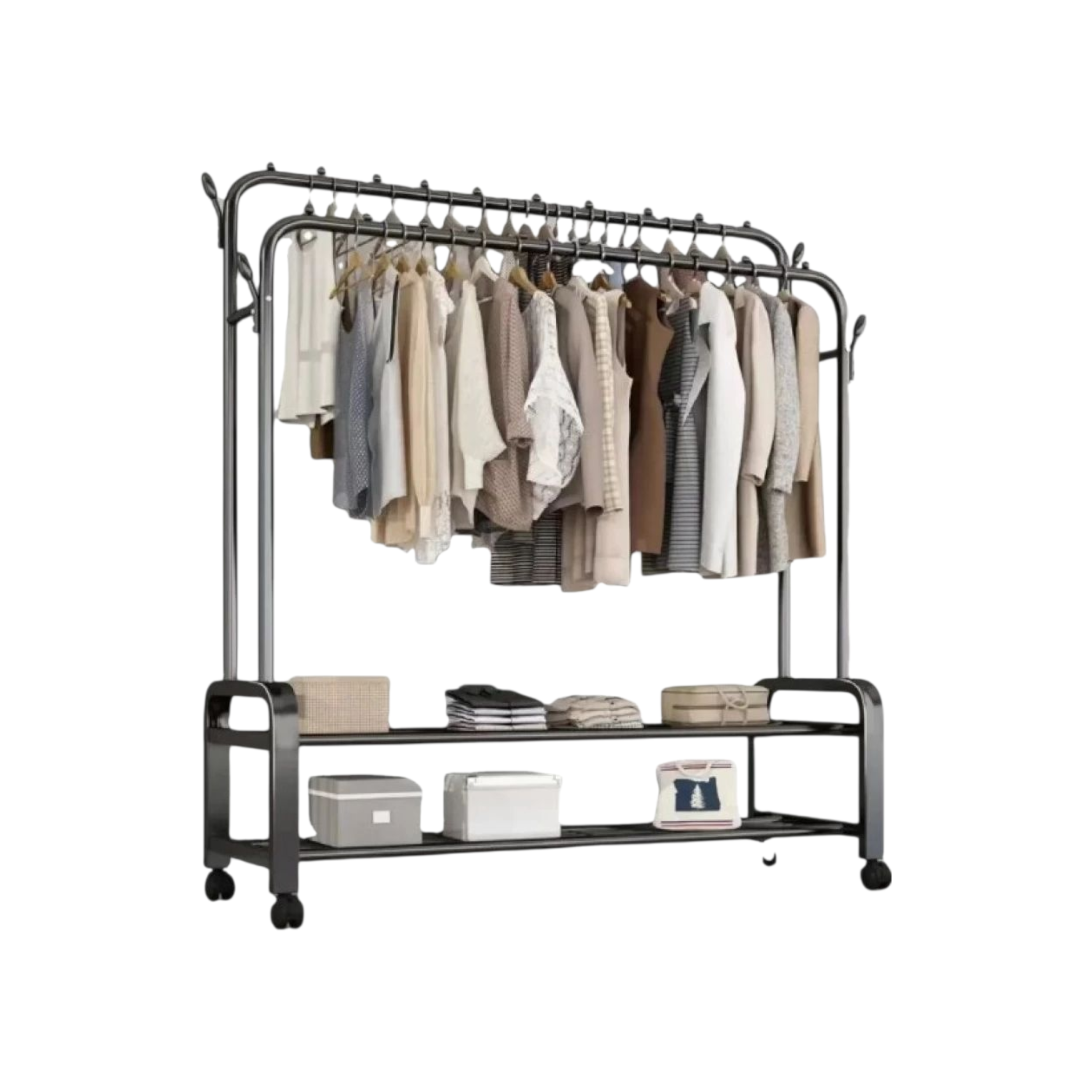 Boutique Metal Cloth Hanger Floor Garment Rack - Retail Rail Clothing Display Rack Carbon Steel Free Standing
