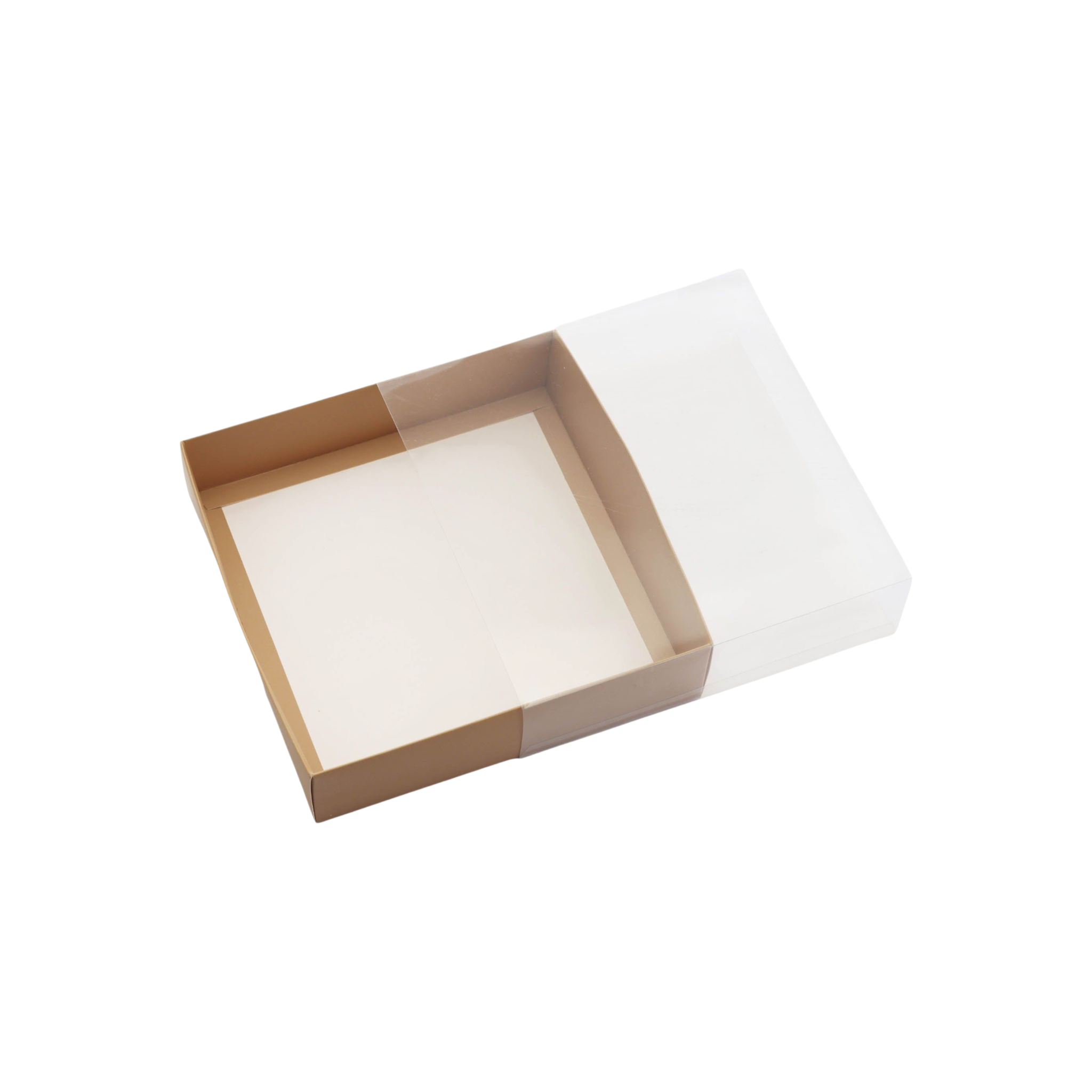 Gift Biscuit Paper Box with PVC Clear Slide Cover 19.9x19.5x5cm