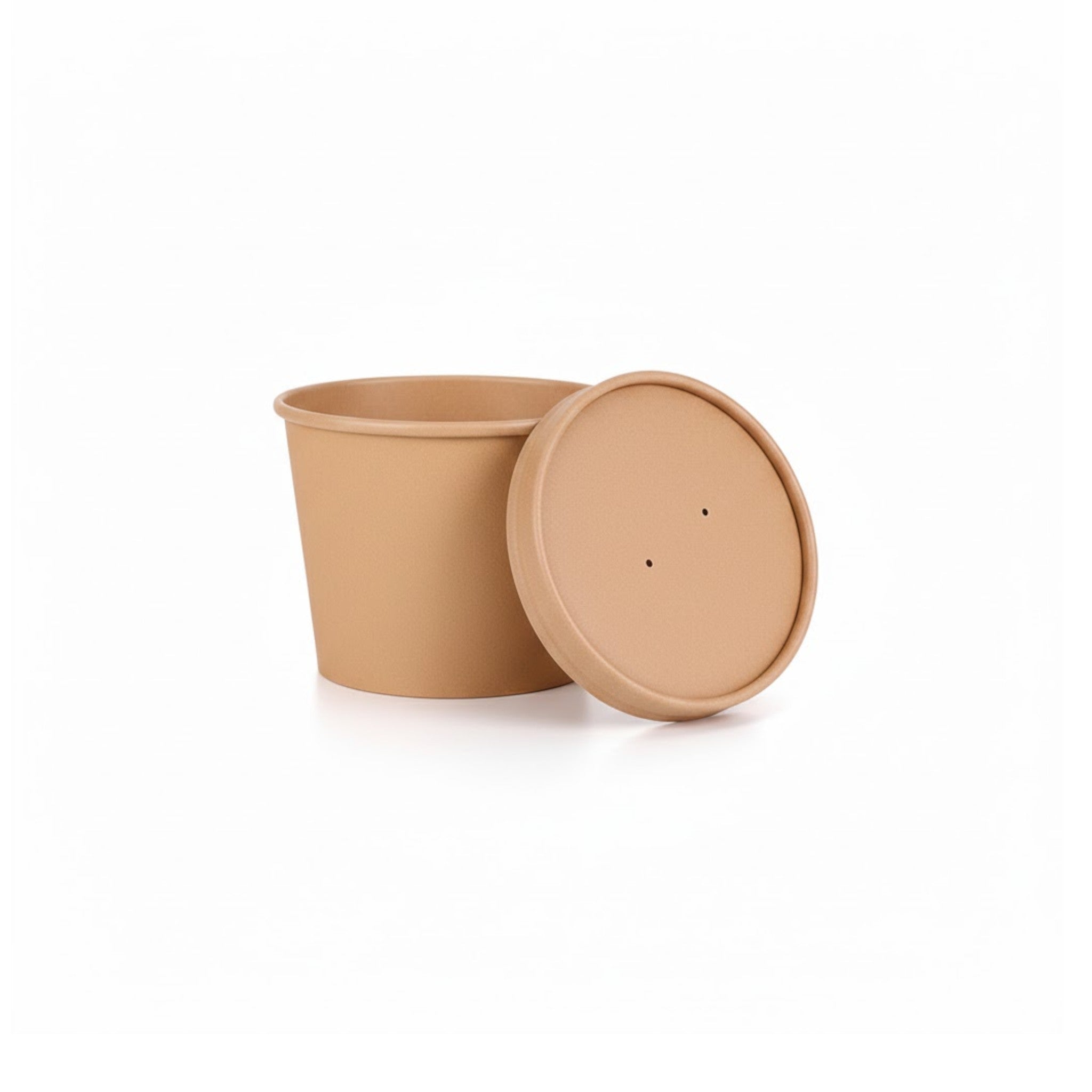 Kraft Paper Double Wall Ice Cream Cup 230ml Vintage Kraft Tubs with Vented Lid 10pack