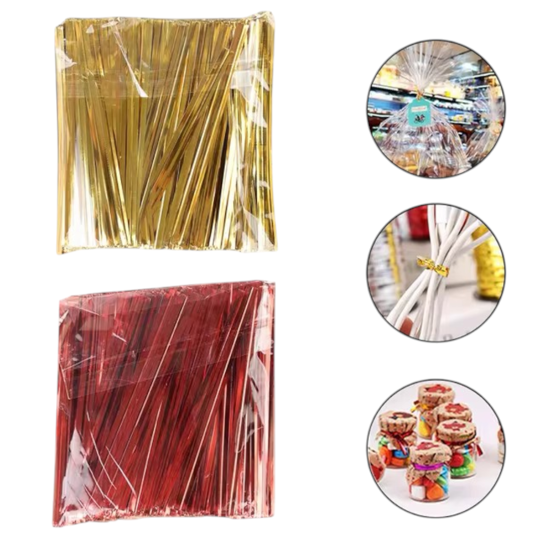 Alumnium Metallic Wrapping Twist Ties Ribbon 8cm for Gift Packaging 750pack
