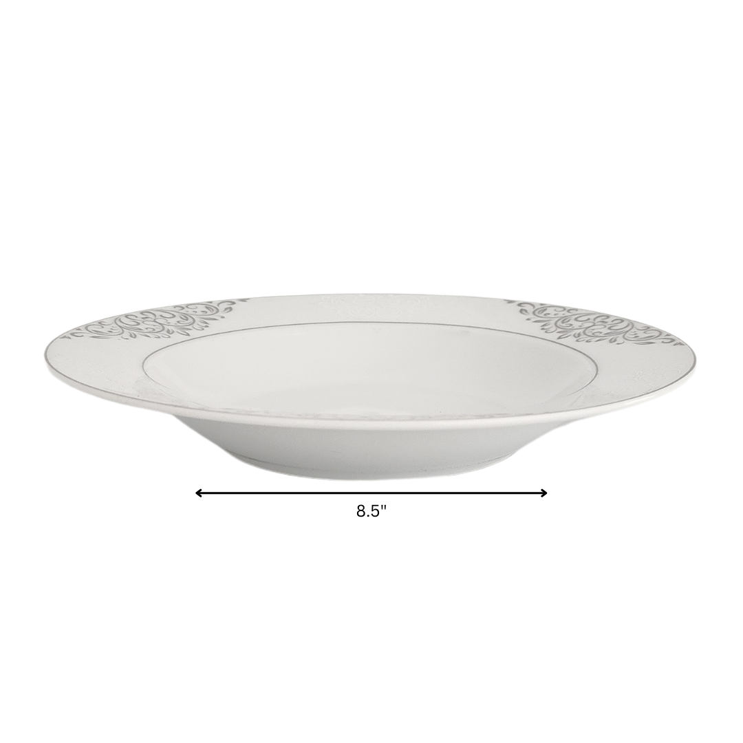 Porcelain Dinner Set 47pc Silver Flower Pattern Dinner SGN1423