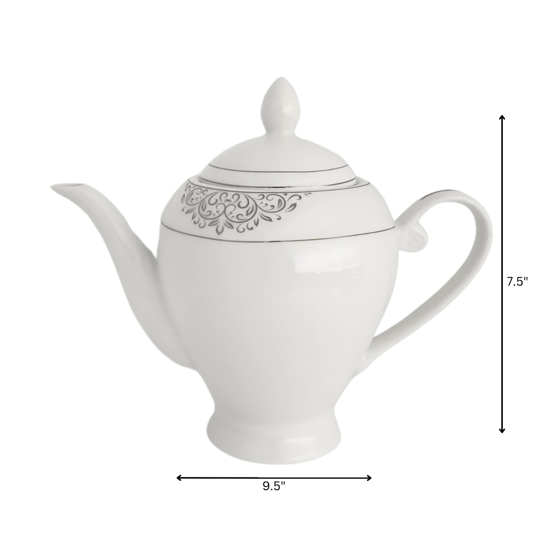 Porcelain Dinner Set 47pc Silver Flower Pattern Dinner SGN1423