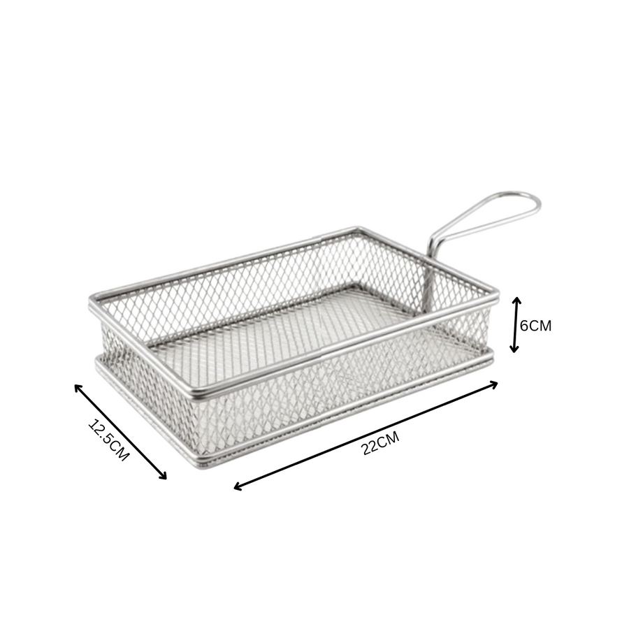 Chip Serving Basket 22x12.5x6cm Rectangular Deep Stainless Steel SGN1447