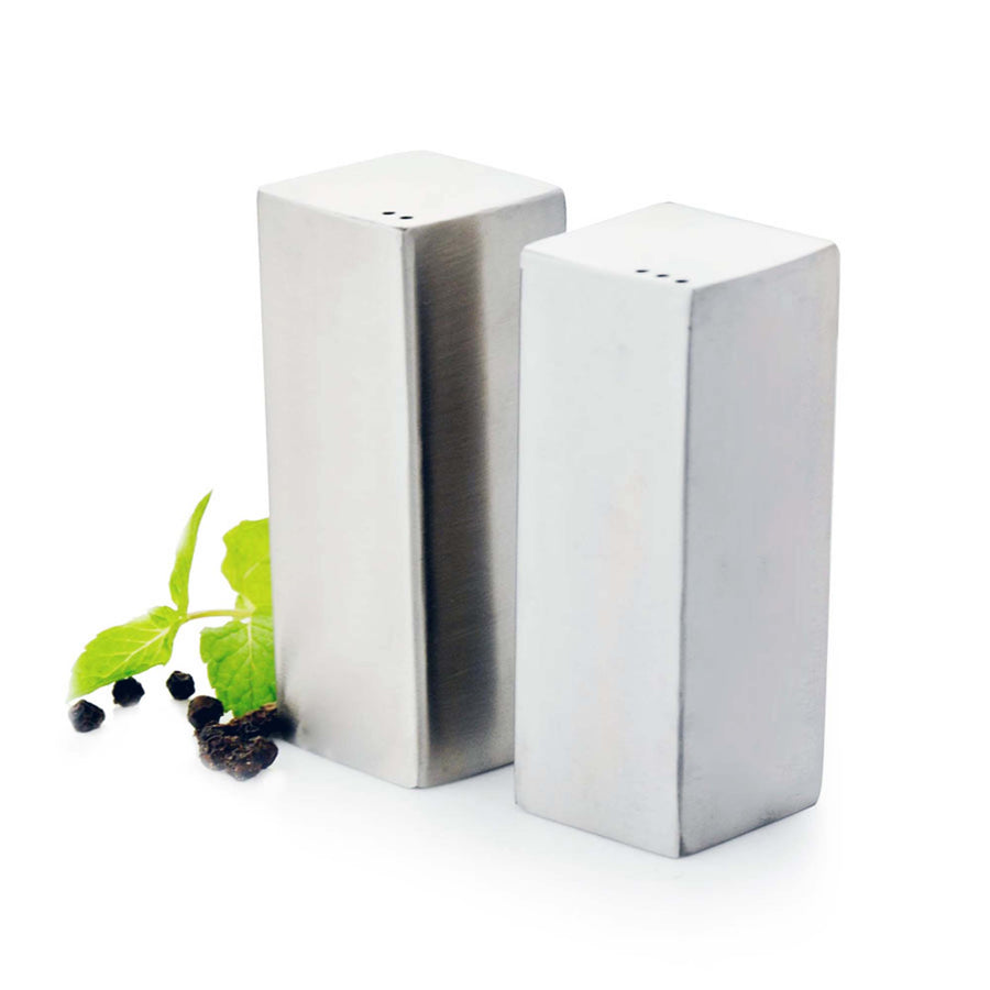 Salt & Pepper Shaker Set - Stainless Steel Rectangular SGN2136