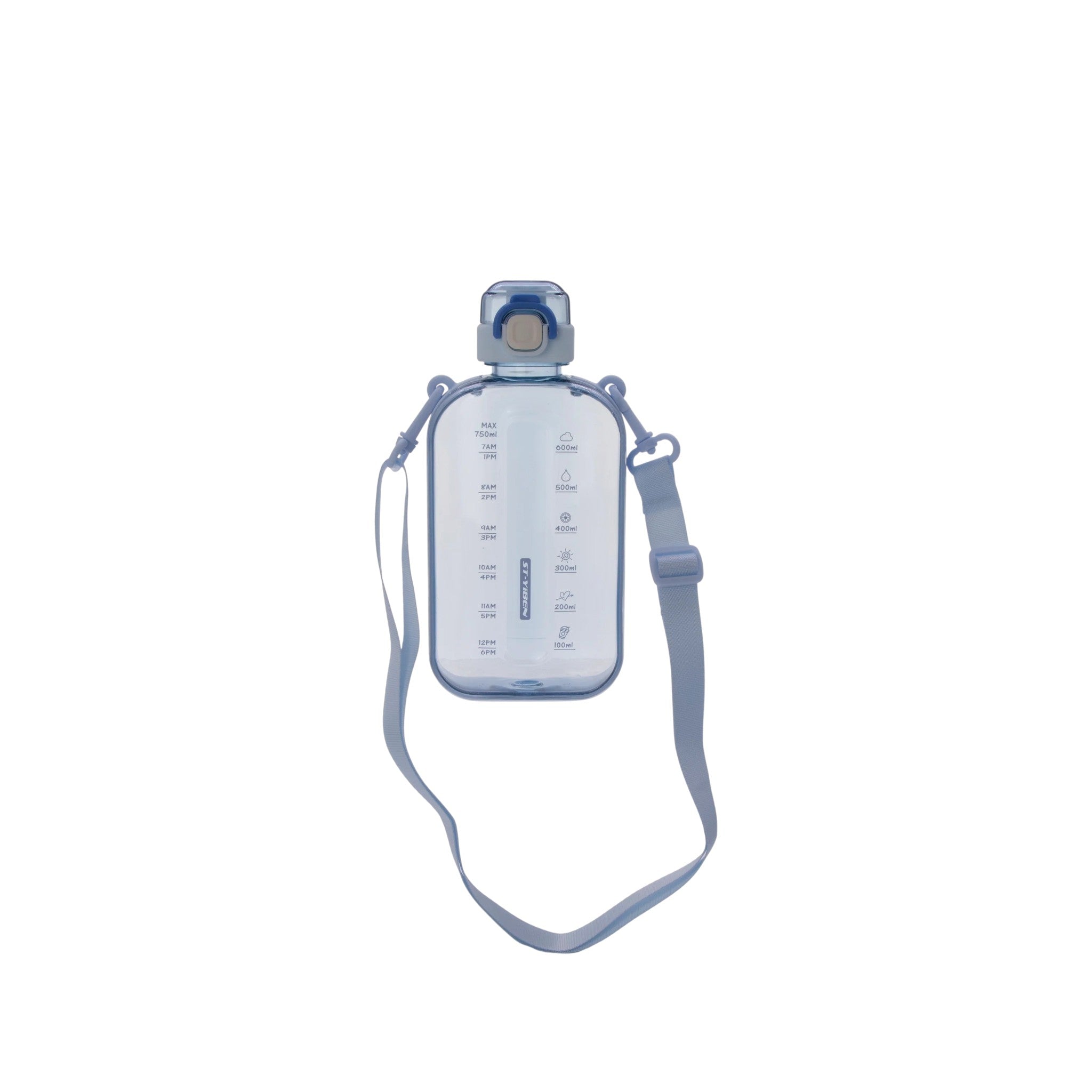 Regent Sports Water Bottle 750ml Blue Transparent with Plastic Strap