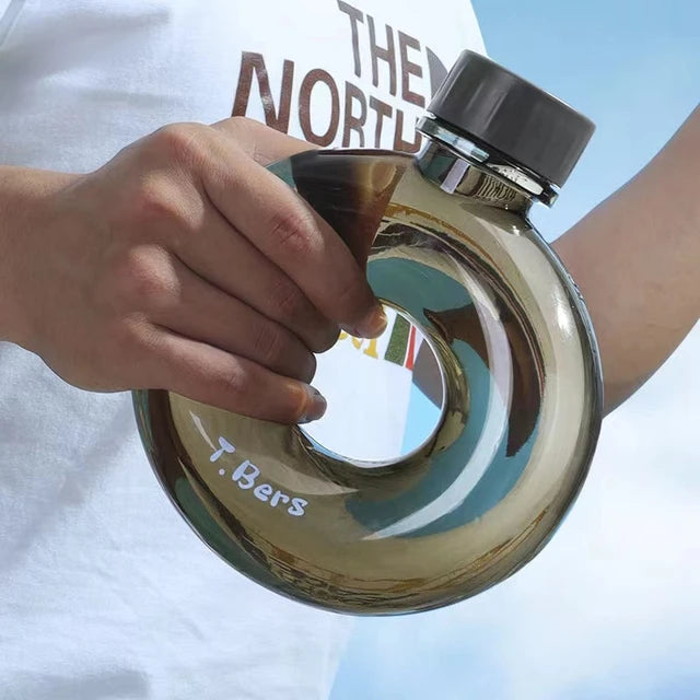 Sports Water Bottle Annular 500ml - Donut Shaped O-Ring 17x16cm Drop Resistant with Strap