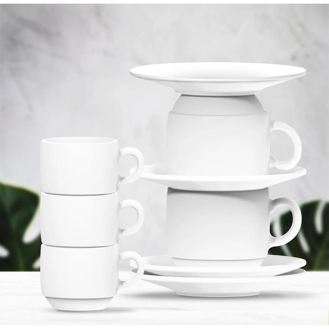 Nadir Opal Stackable Espresso Cup and Saucer 90ml 12pc Set 26059